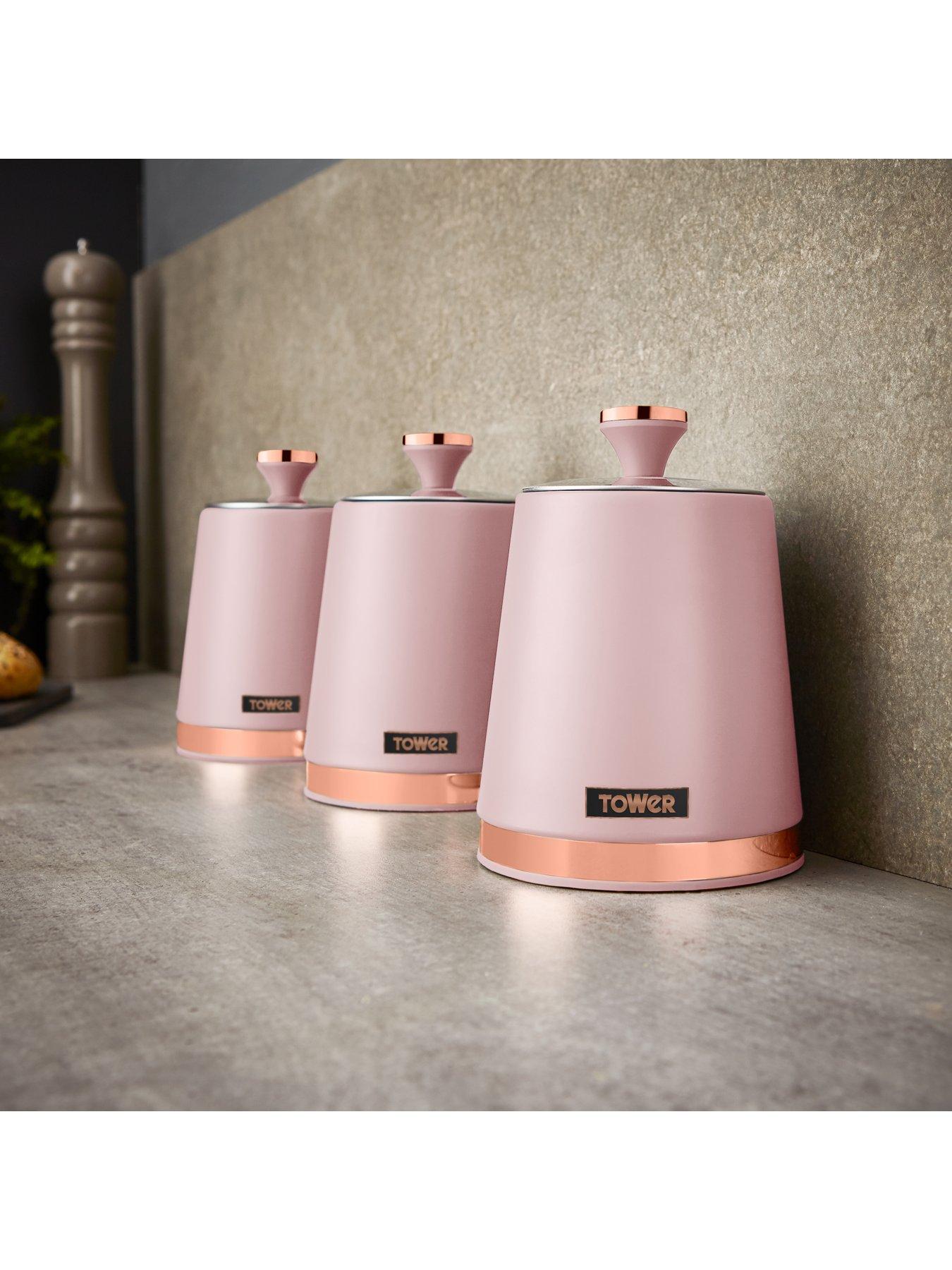 Image 3 of 6 of Tower Cavaletto Storage Canisters in Pink &ndash; Set of 3