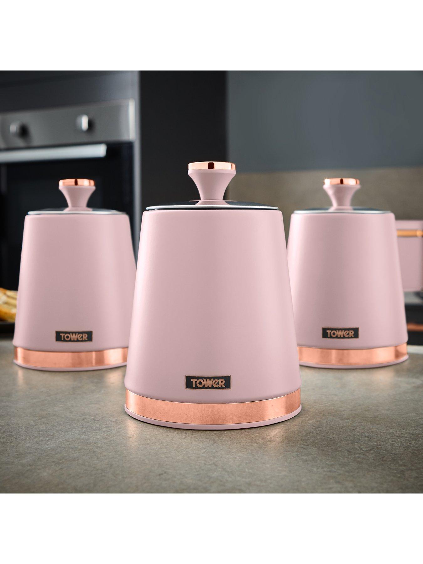 Image 4 of 6 of Tower Cavaletto Storage Canisters in Pink &ndash; Set of 3