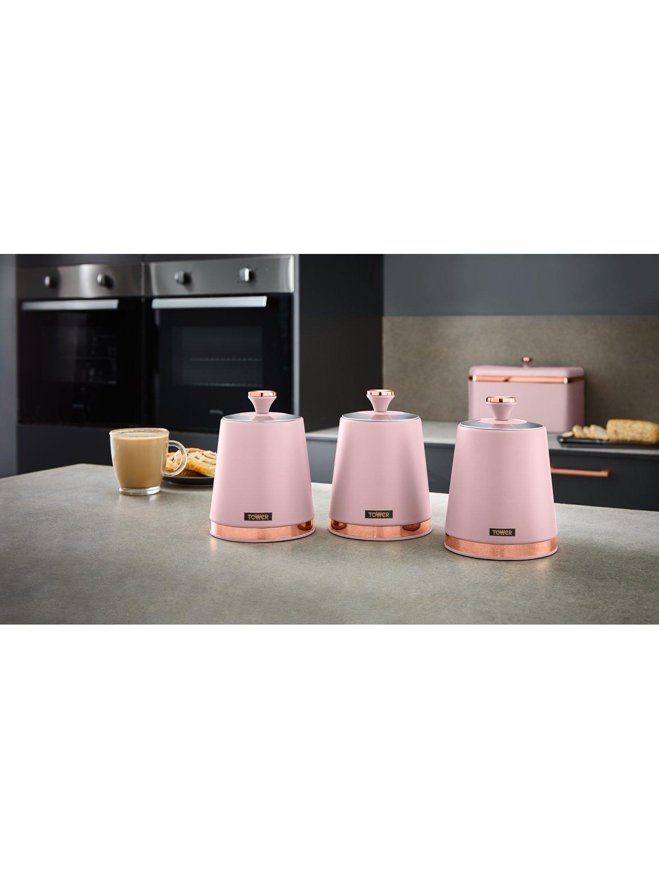 Image 6 of 6 of Tower Cavaletto Storage Canisters in Pink &ndash; Set of 3