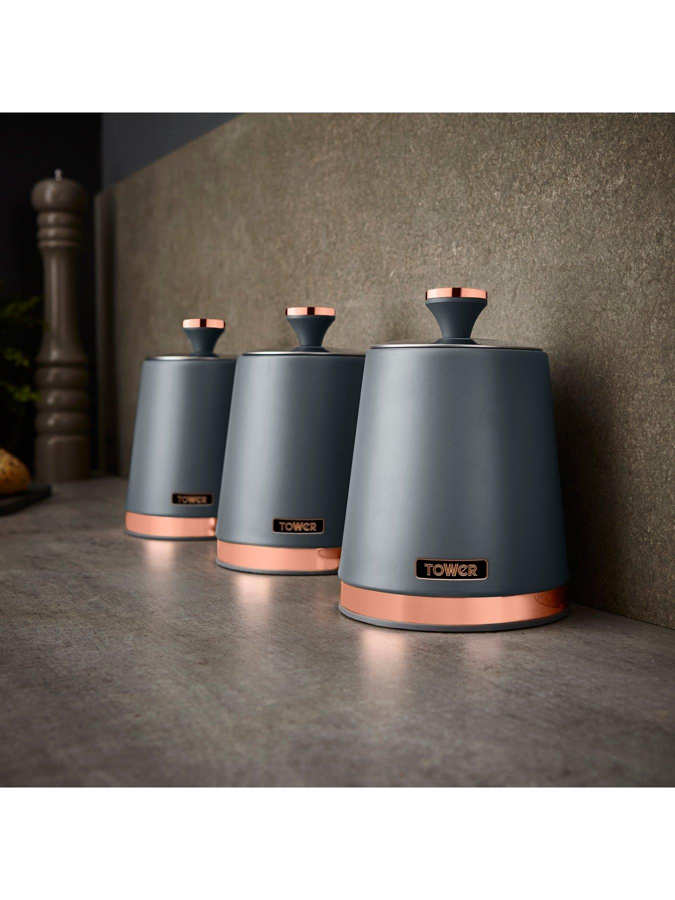 Image 3 of 5 of Tower Cavaletto Storage Canisters in Grey &ndash; Set of 3