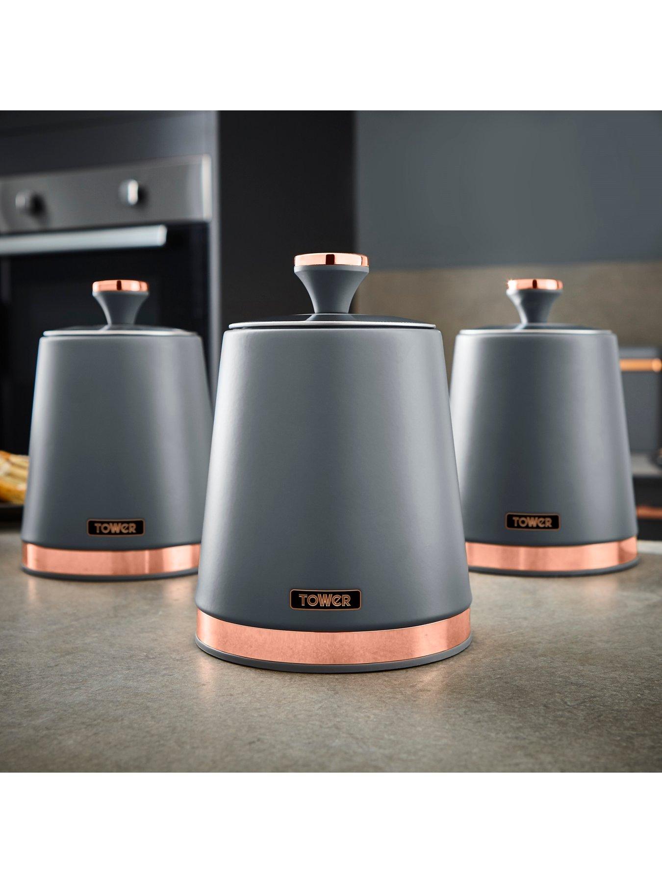Image 4 of 5 of Tower Cavaletto Storage Canisters in Grey &ndash; Set of 3