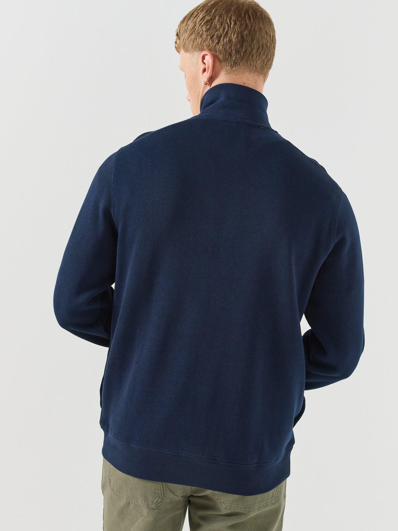 Image 2 of 6 of Lacoste Fleece Quarter Zip Sweat Top - Dark Blue