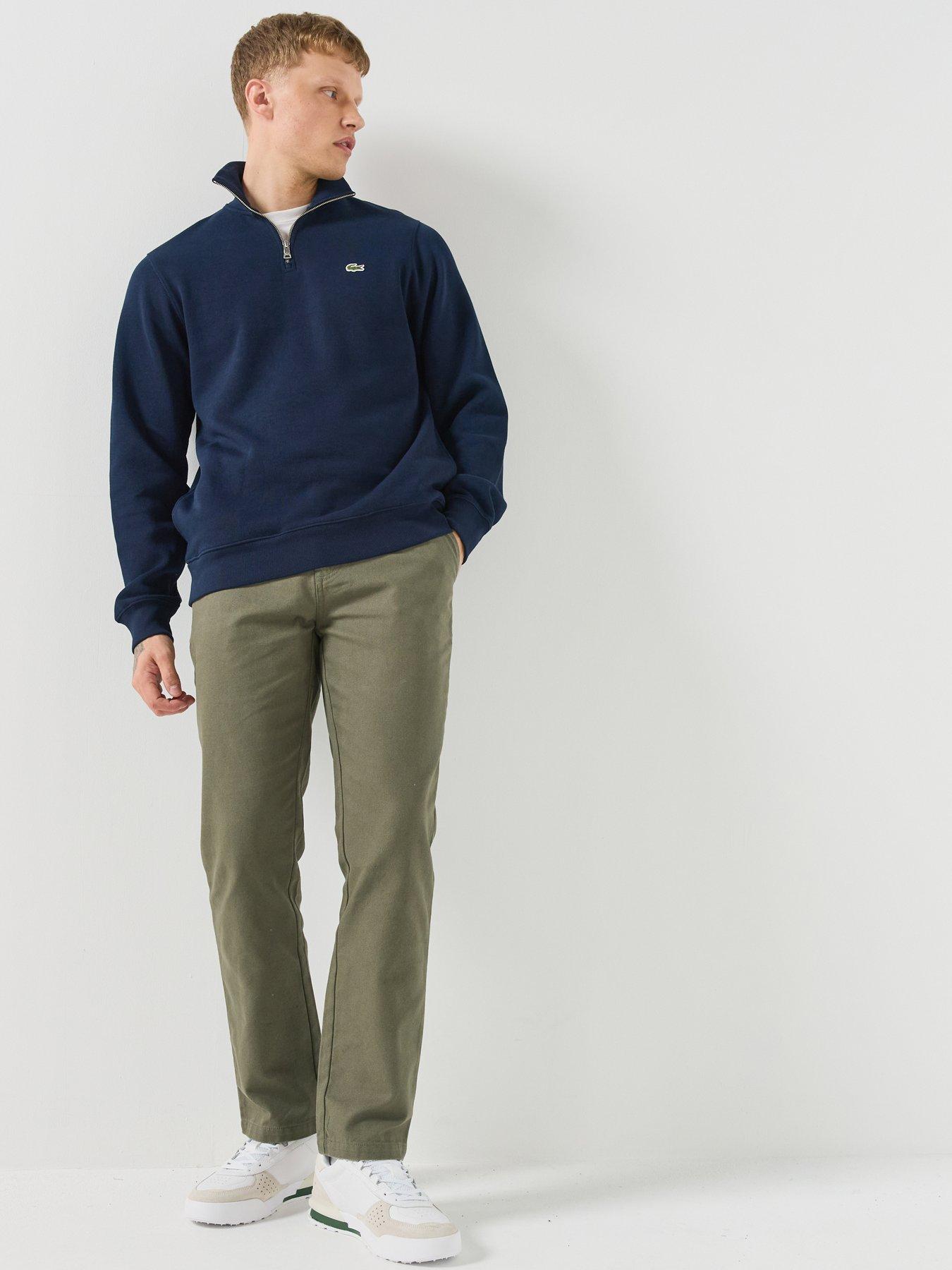 Image 3 of 6 of Lacoste Fleece Quarter Zip Sweat Top - Dark Blue