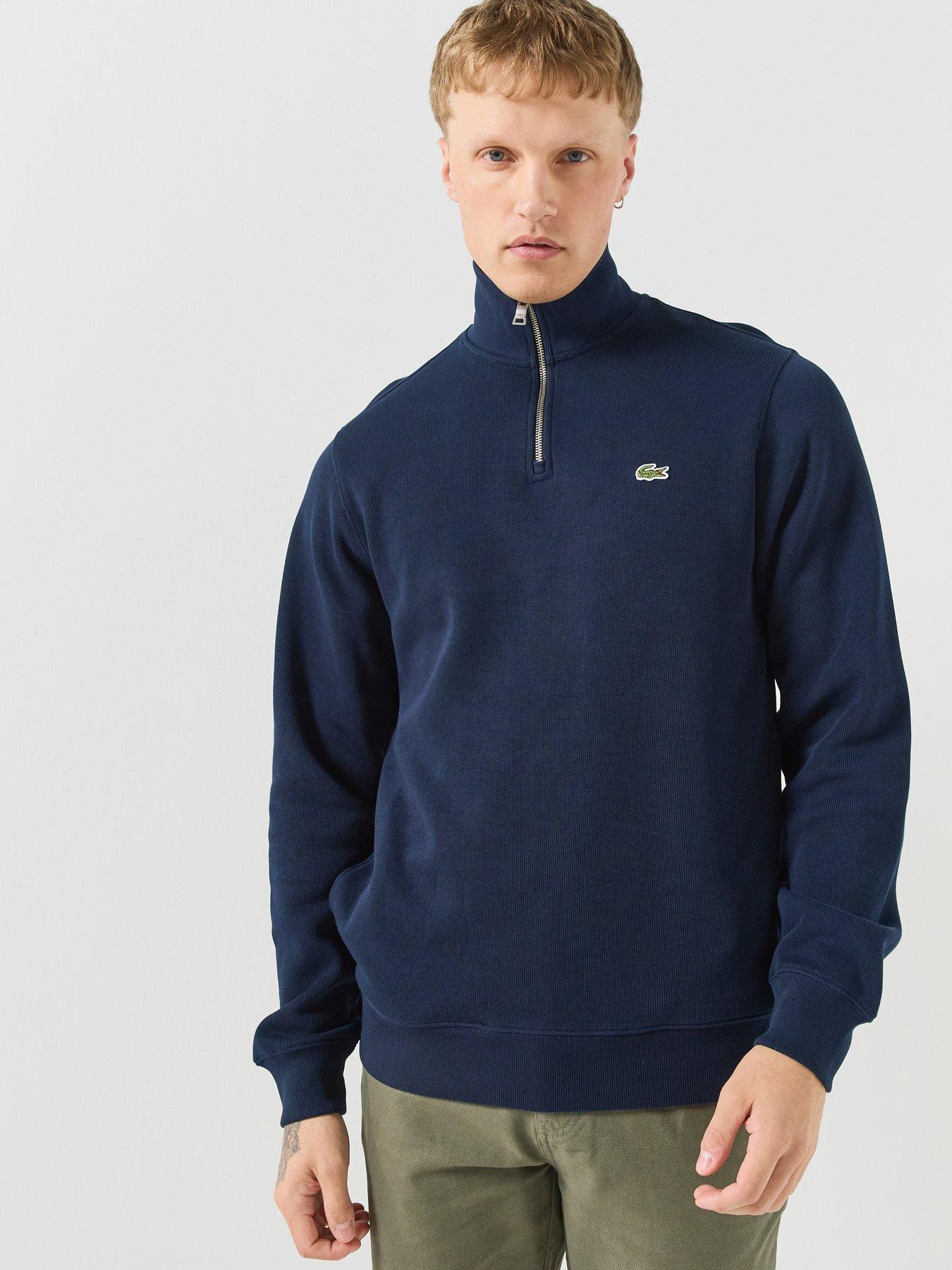 Image 6 of 6 of Lacoste Fleece Quarter Zip Sweat Top - Dark Blue
