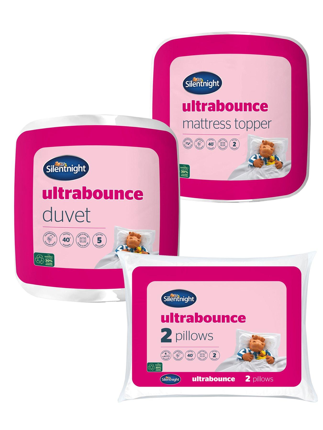 Image 1 of 6 of Silentnight Ultrabounce 13.5 Tog Duvet, Pillow Pair and Mattress Topper Bedding Bundle - White