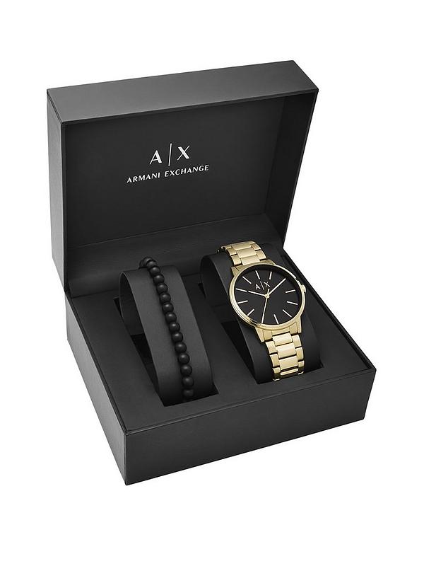 Armani Exchange Black Dial Gold Stainless Steel Mens Watch and Matching  Wristwear Gift Set Very Ireland