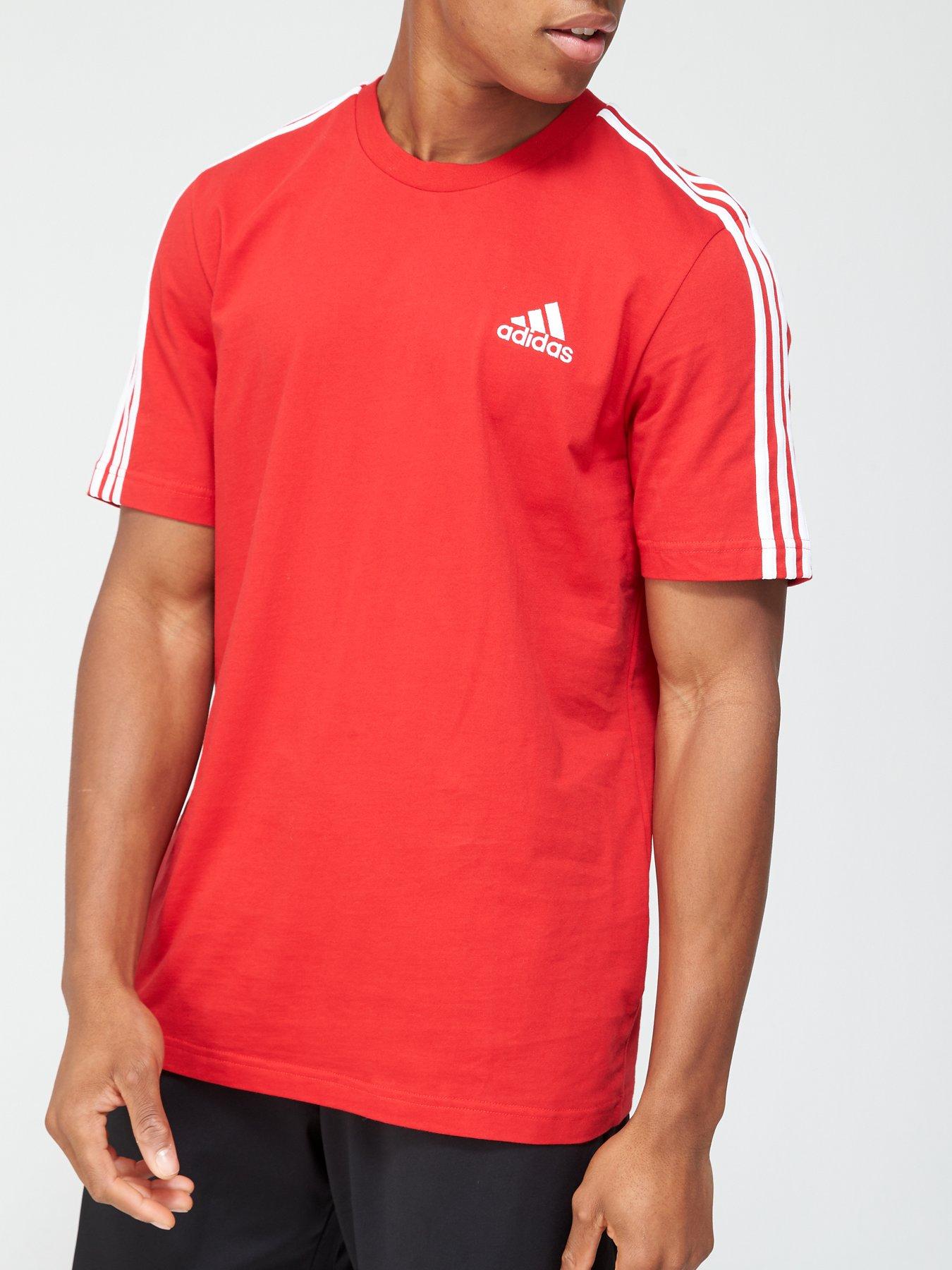 Red 3 stripe adidas sales top