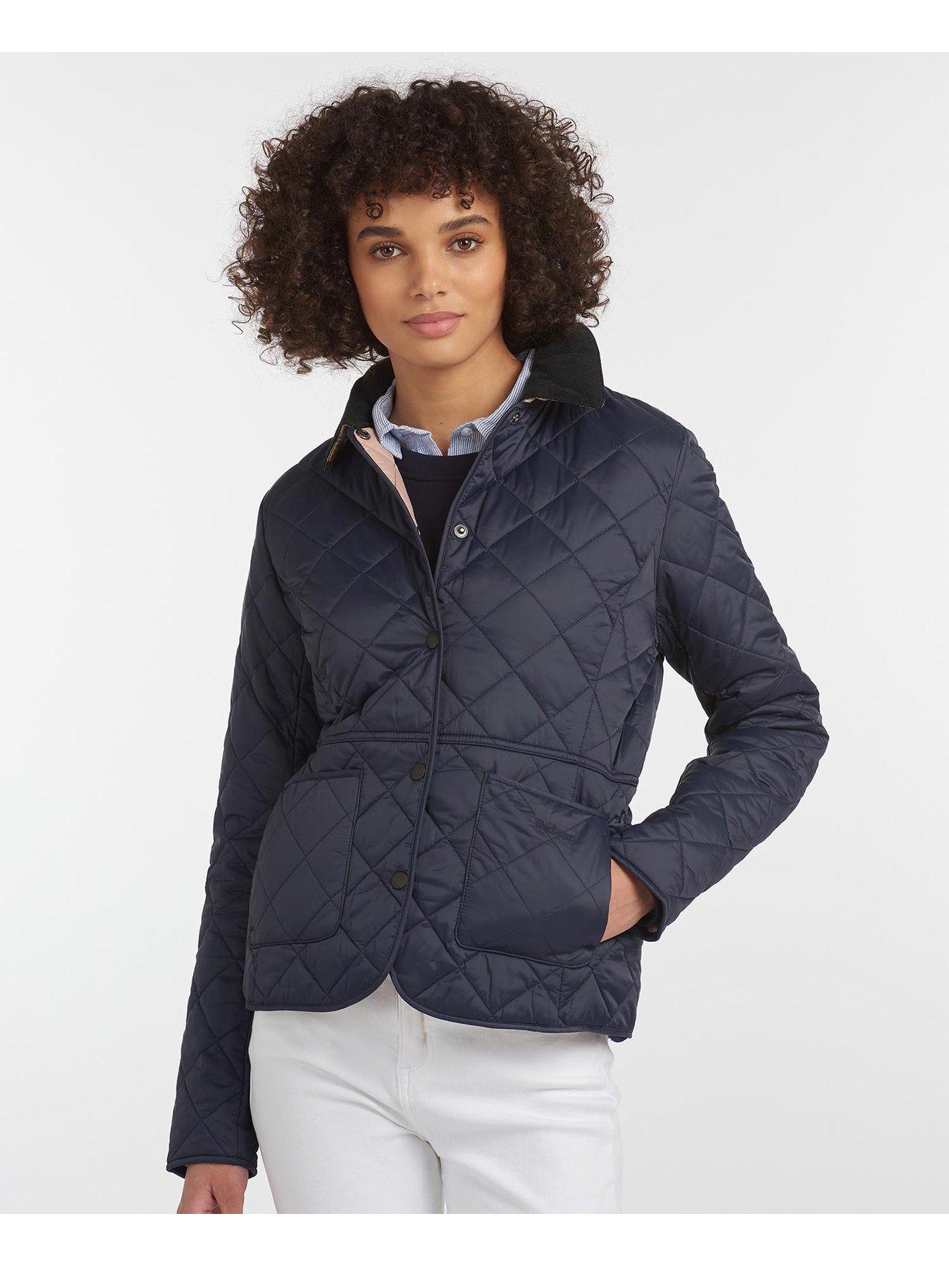 Navy quilted cheap jacket womens