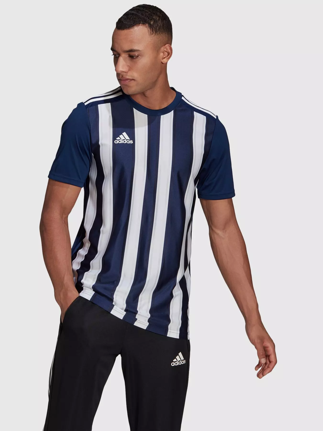 adidas Striped 21 Team Navy Blue/White Football Shirt