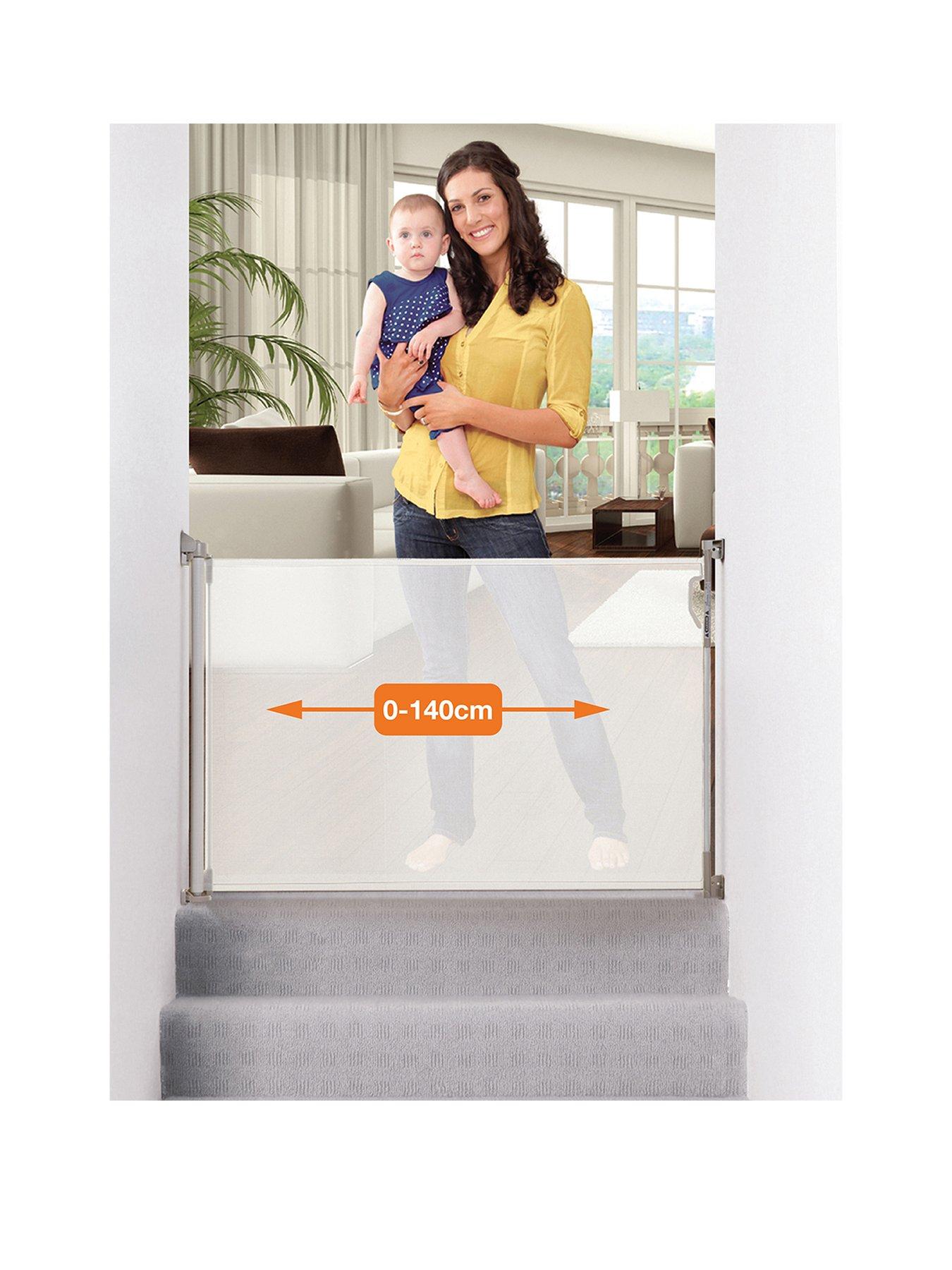 Image 1 of 6 of Dreambaby Retractable Relocatable Gate (Fits Gaps 0-140cm) - White/Mesh