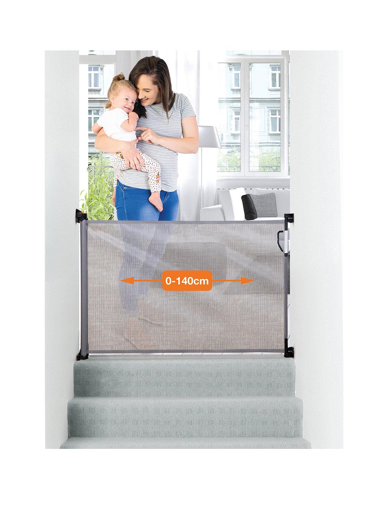 Image of Dreambaby Retractable Relocatable Gate (Fits Gaps 0-140cm) - Grey/Mesh
