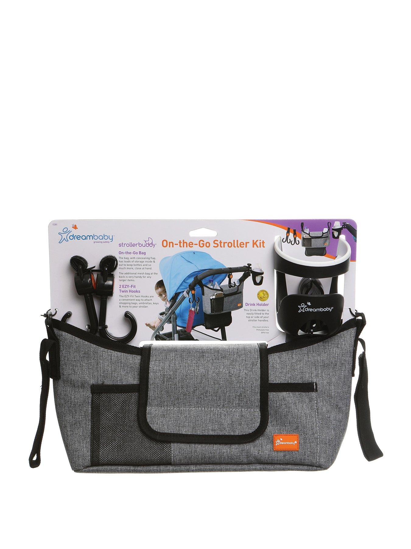 dreambaby-on-the-go-grey-denim-stroller-kit-bag-cup-and-hooks