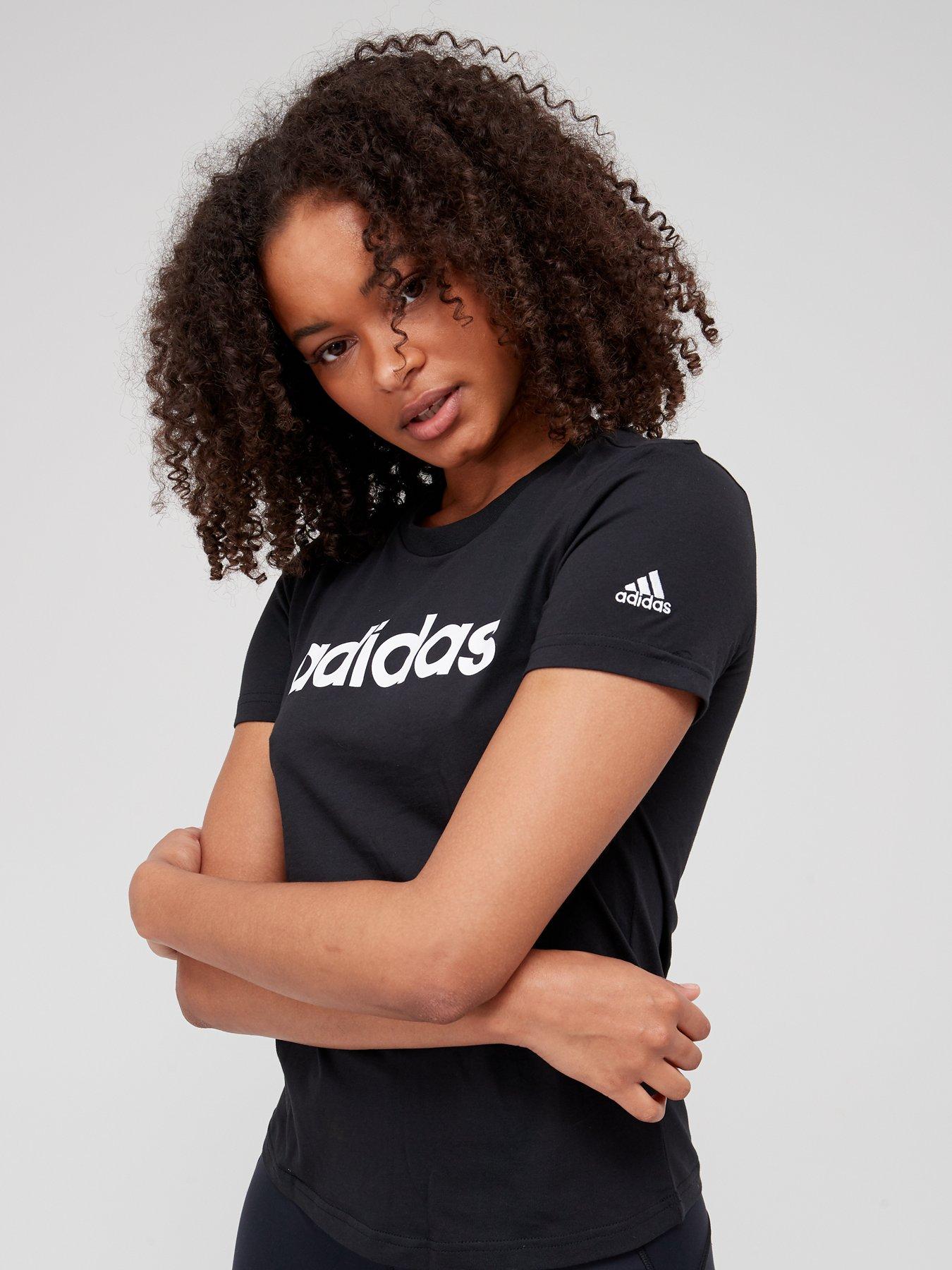 adidas-sportswear-essentials-linear-slim-t-shirt-blackwhiteoutfit