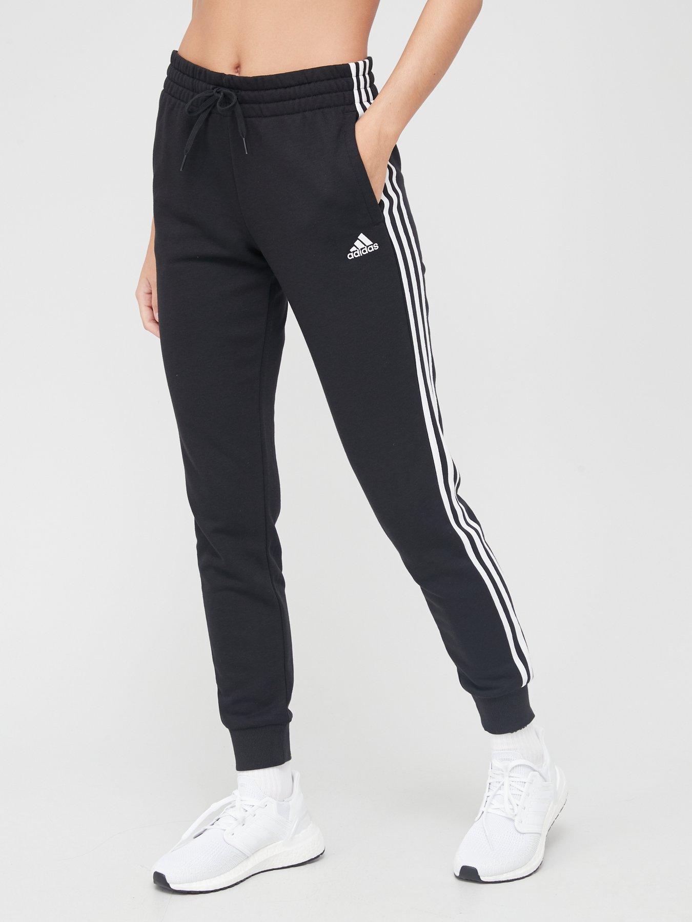 Essentials 3 stripes French Terry Cuffed Joggers Black White