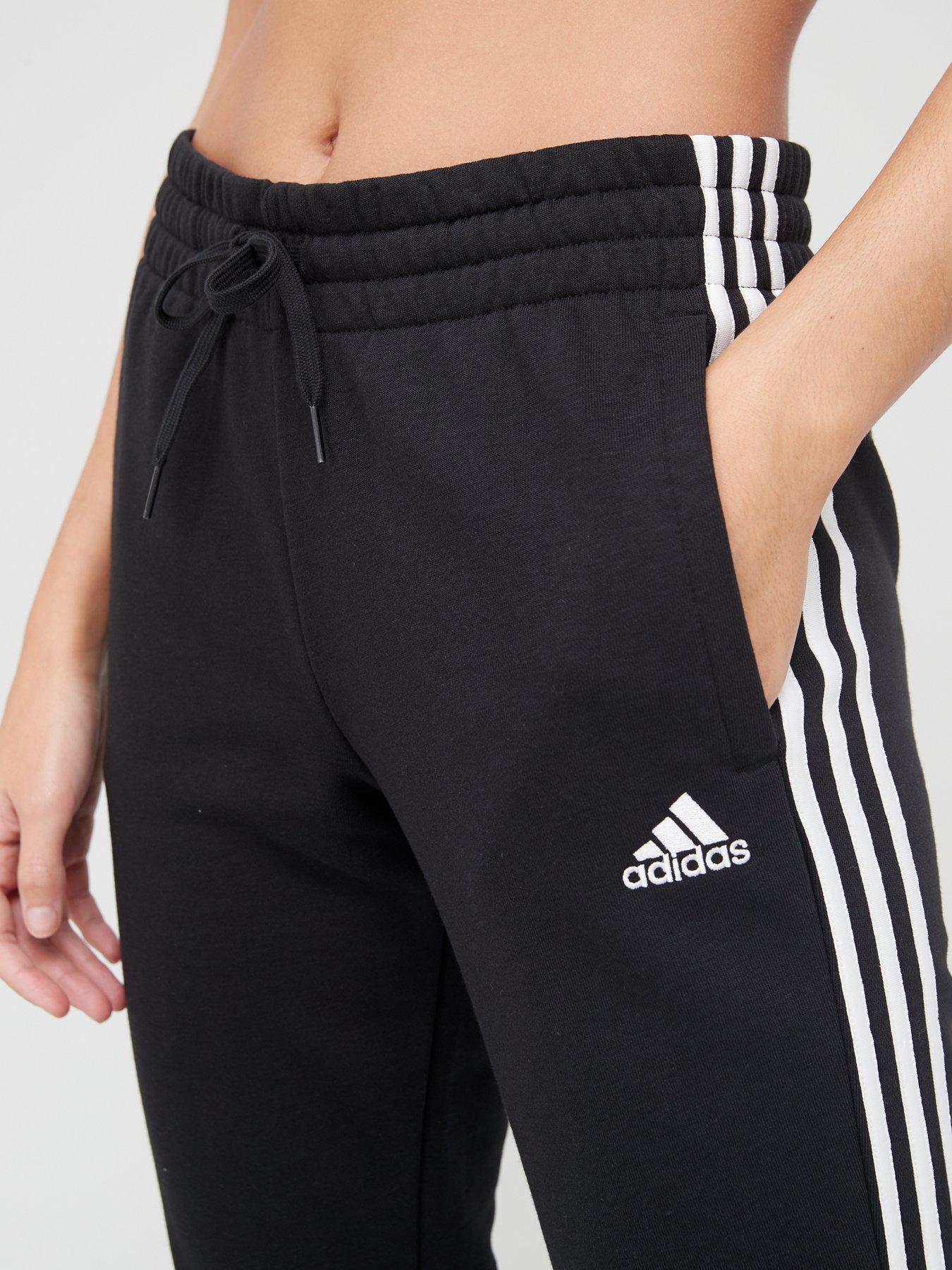 adidas Sportswear Essentials 3-stripes Open Hem Fleece Joggers -  Black/White