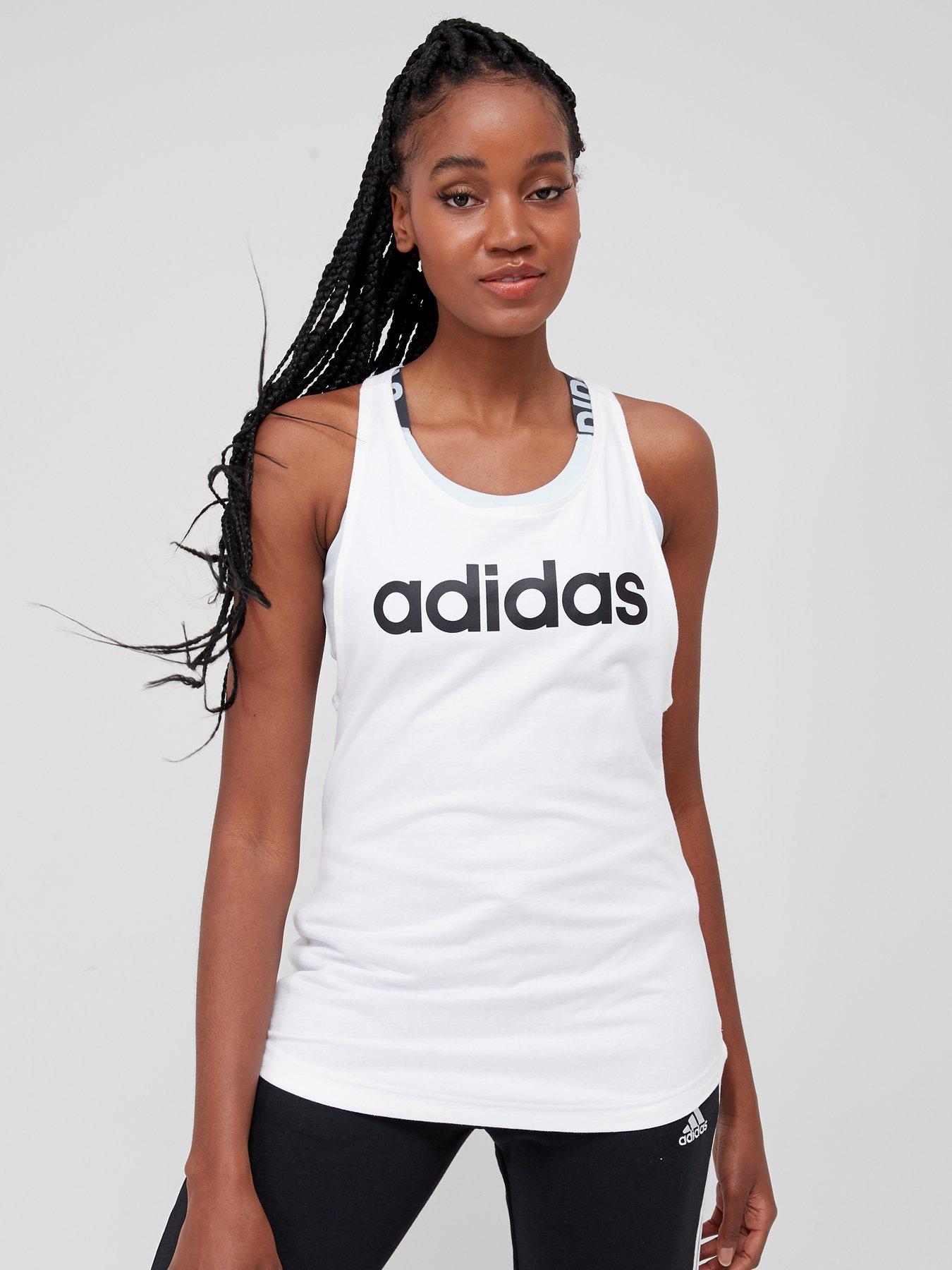 Adidas women's essentials store linear loose tank top