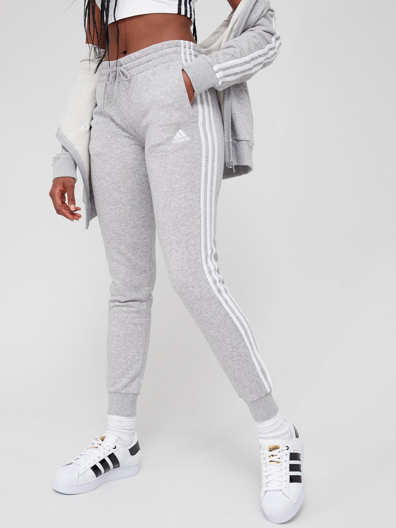 Adidas 3 stripe grey on sale joggers