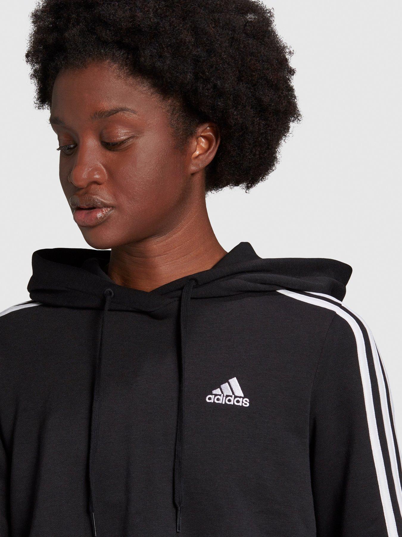 adidas-sportswear-essentials-3-stripes-french-terry-crop-hoodie-blackwhiteoutfit