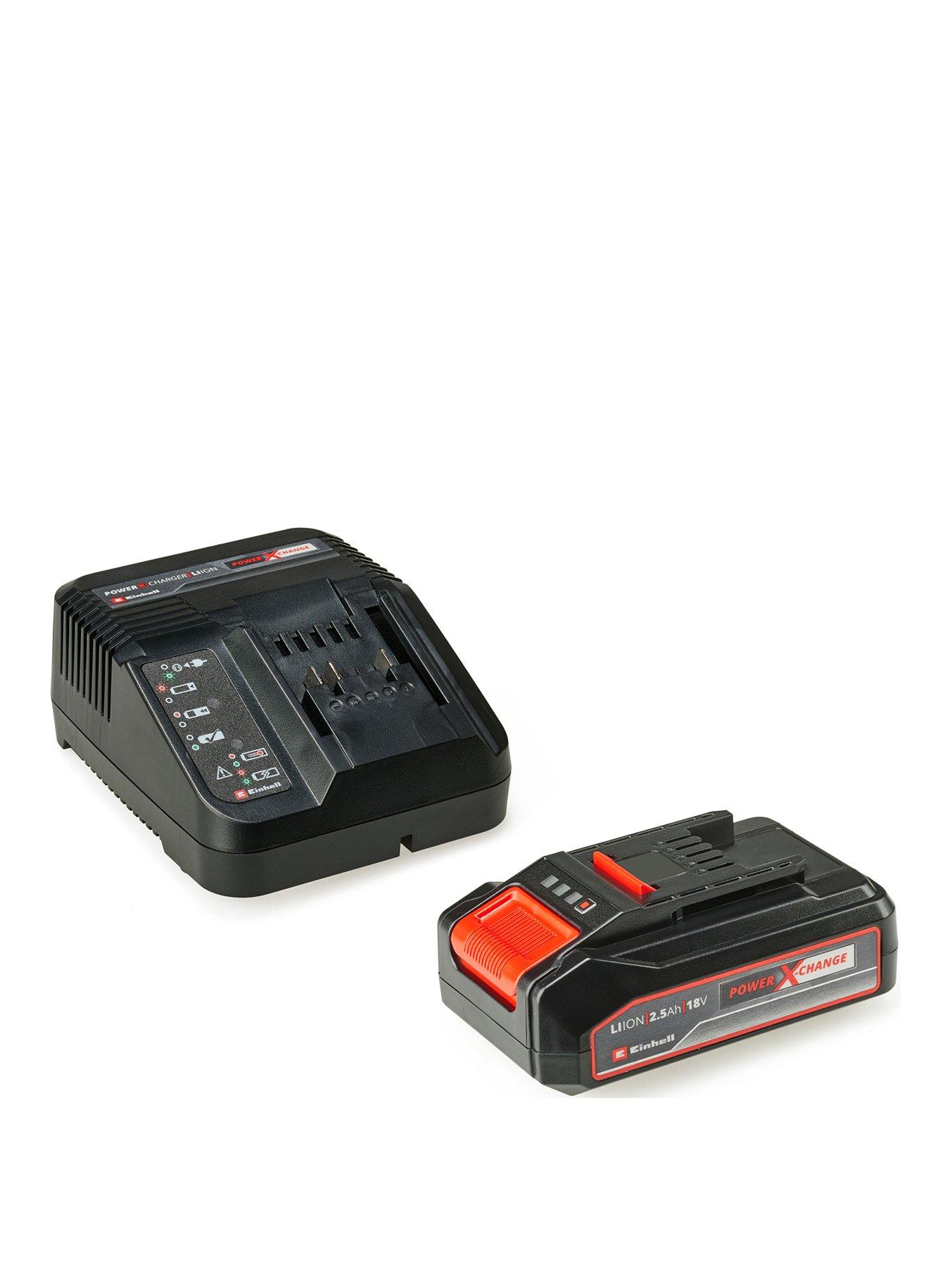 Einhell Genuine Power X-Change 18v Cordless Battery Charger and Li-Ion  Batteries 3ah