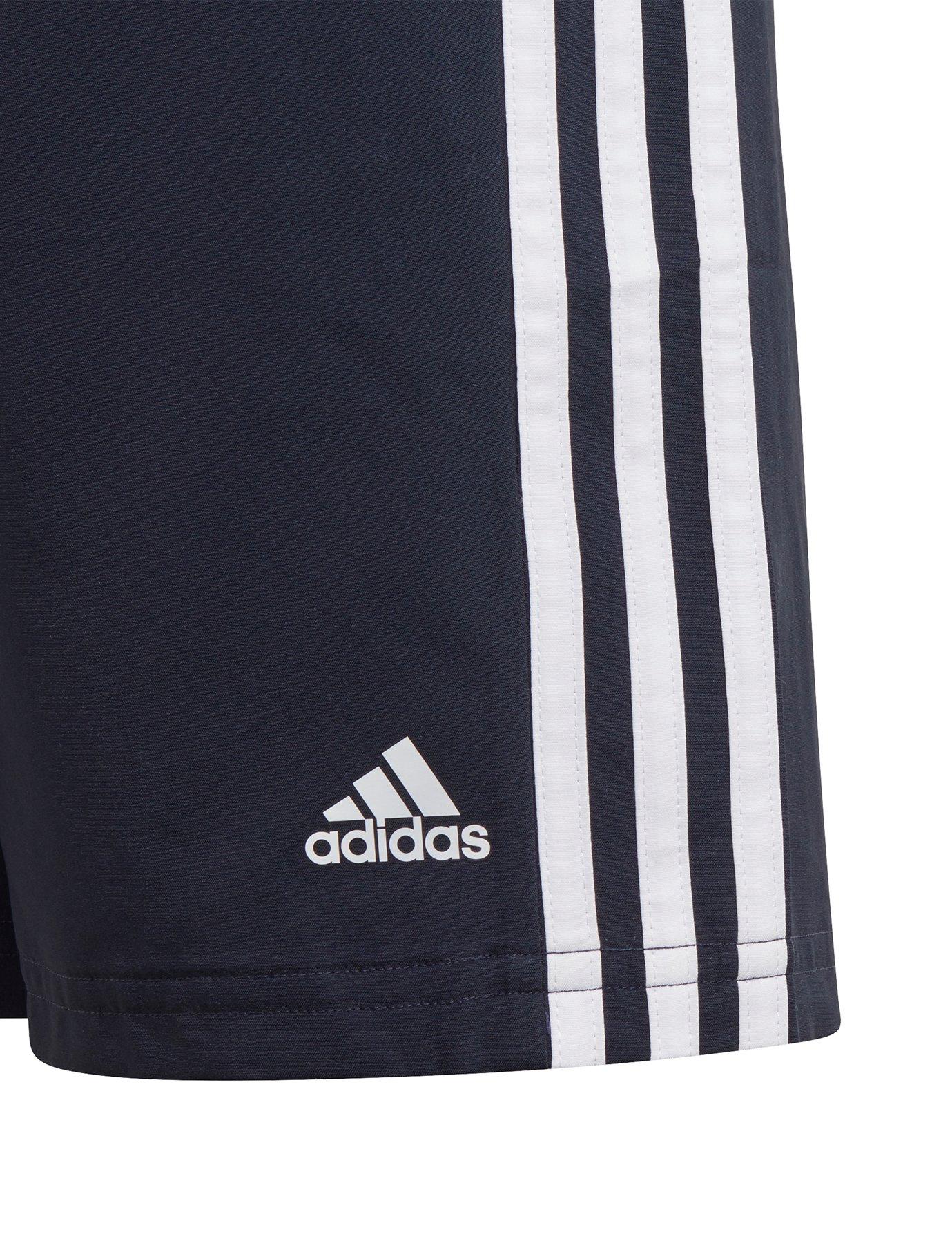 adidas-boys-junior-3-stripes-woven-shorts-navywhiteoutfit