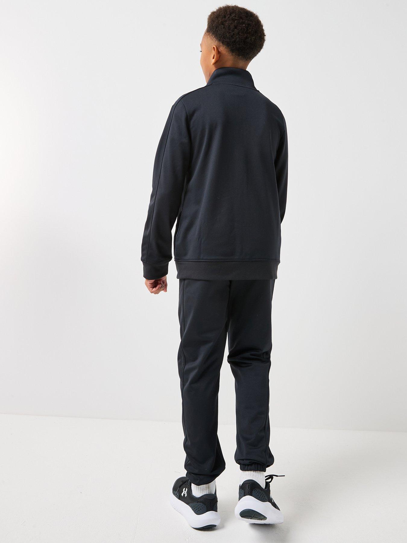 Image 2 of 6 of UNDER ARMOUR Boys Full-Zip Funnel Neck Tracksuit Set - Black/ White