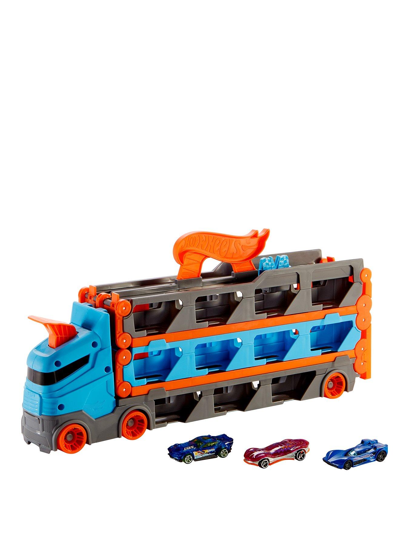 Image 1 of 8 of Hot Wheels Speedway Hauler Carrier with 3 Toy Cars