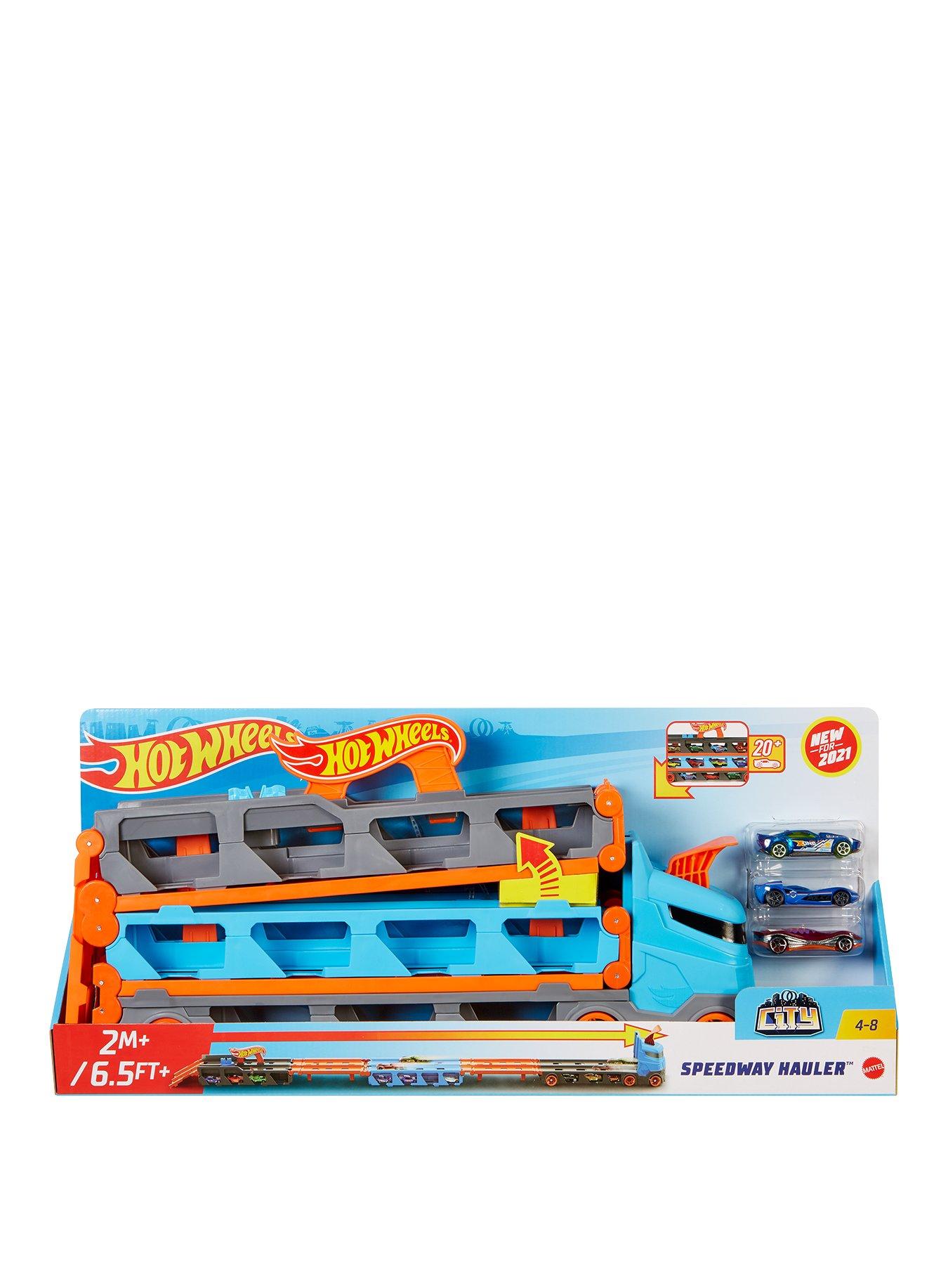 Image 2 of 8 of Hot Wheels Speedway Hauler Carrier with 3 Toy Cars