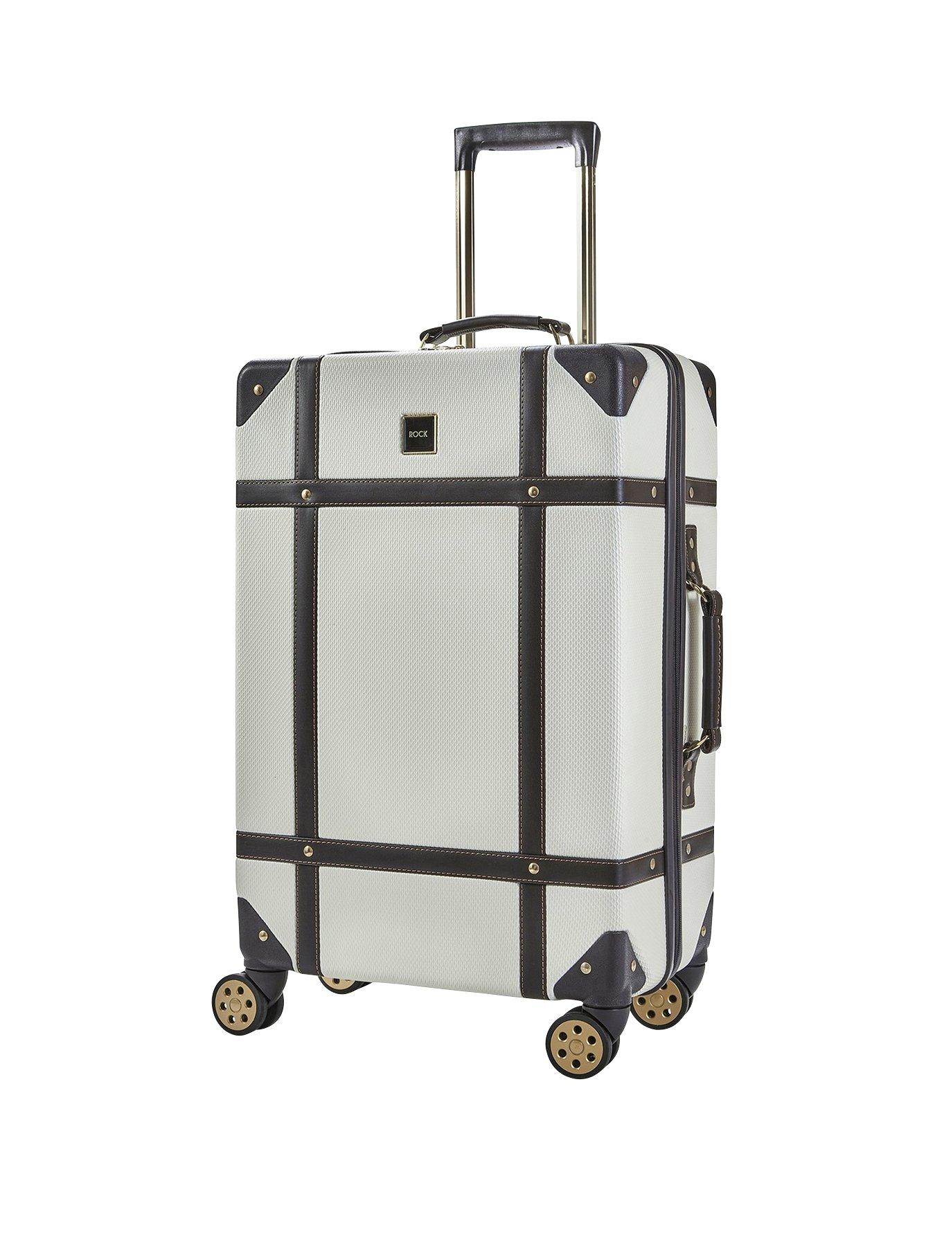 Image 1 of 7 of Rock Luggage Vintage Medium 8-Wheel Suitcase - Cream
