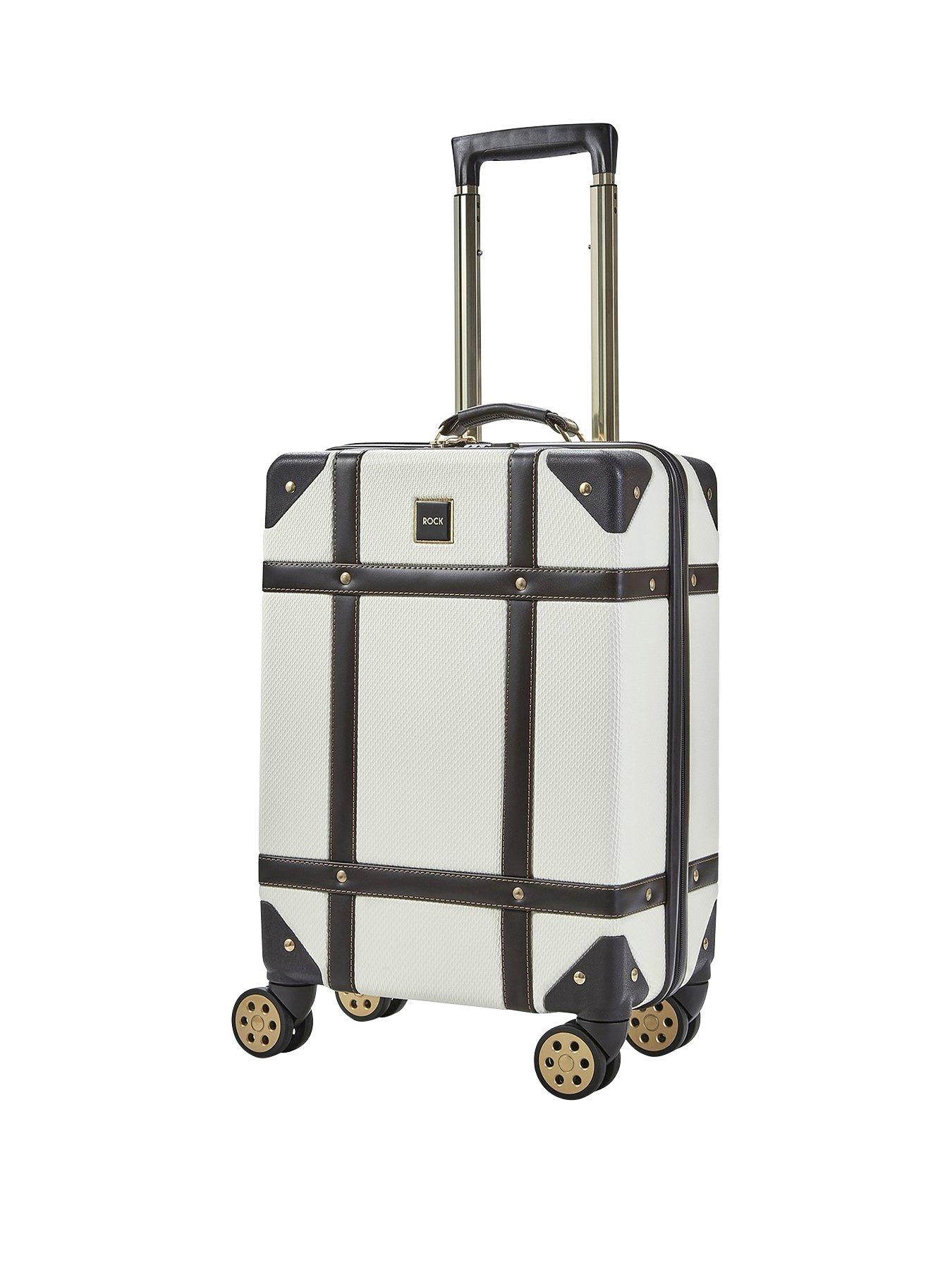Image 1 of 7 of Rock Luggage Vintage Carry-on 8-Wheel Suitcase - Cream