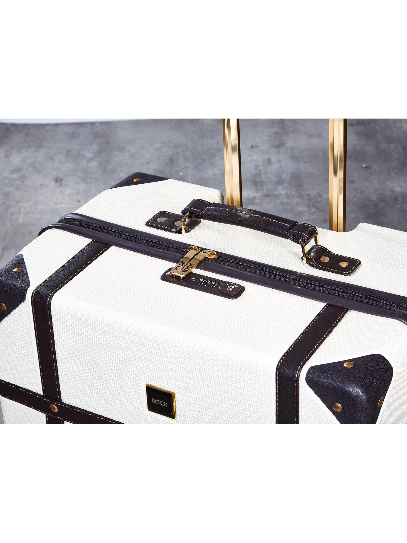Image 6 of 7 of Rock Luggage Vintage Carry-on 8-Wheel Suitcase - Cream