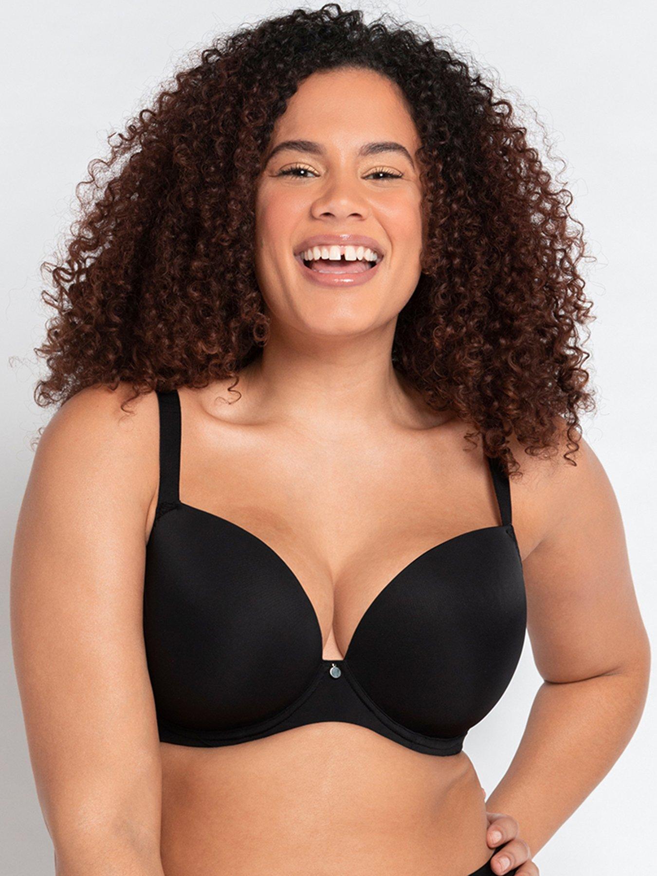 Elomi Smooth Underwire Moulded T-Shirt Bra - Black - Curvy
