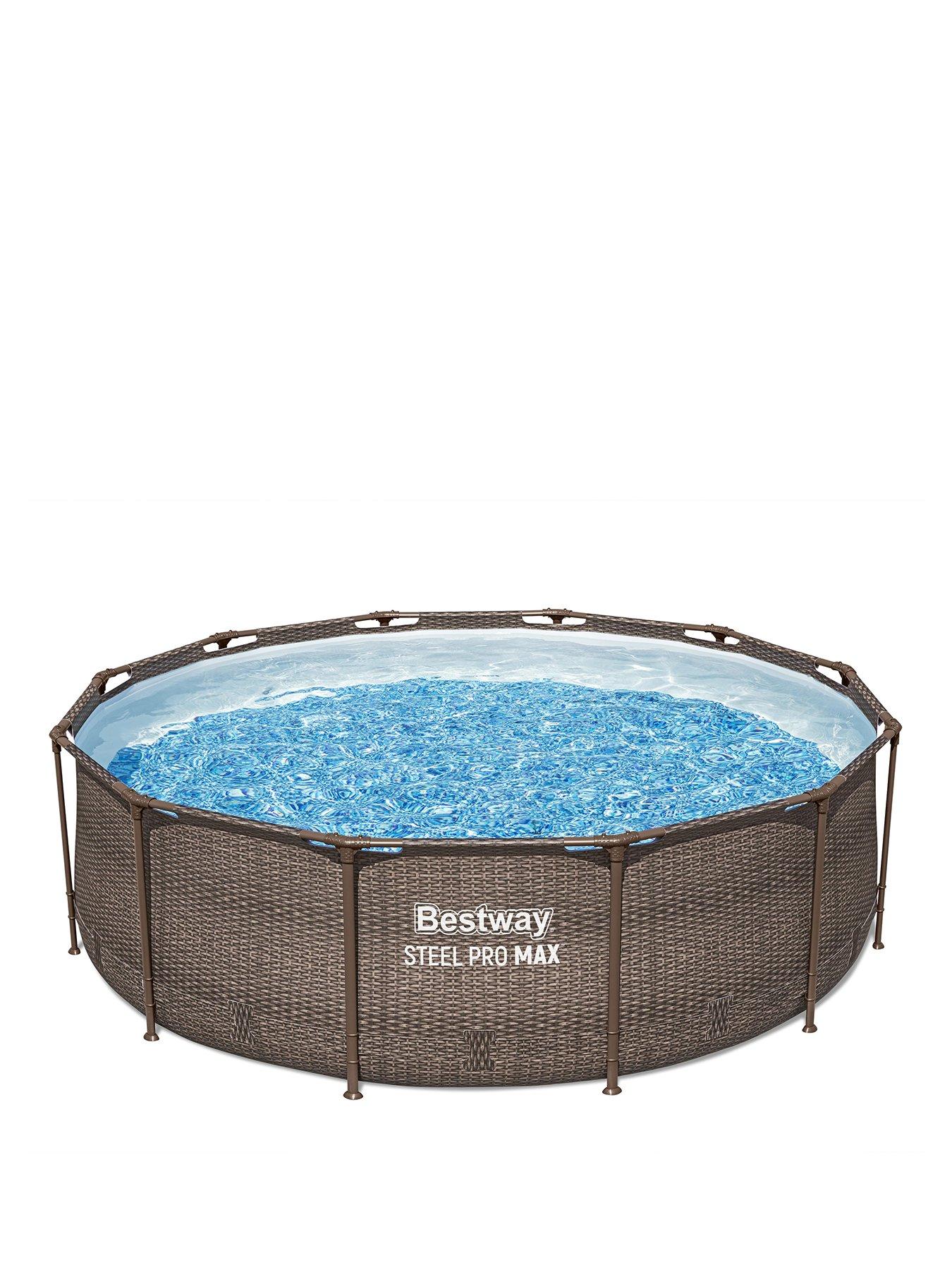 Image 2 of 4 of Bestway 12ft Steel Pro MAX Rattan Deluxe Pool Set, Filter Pump with Ladder