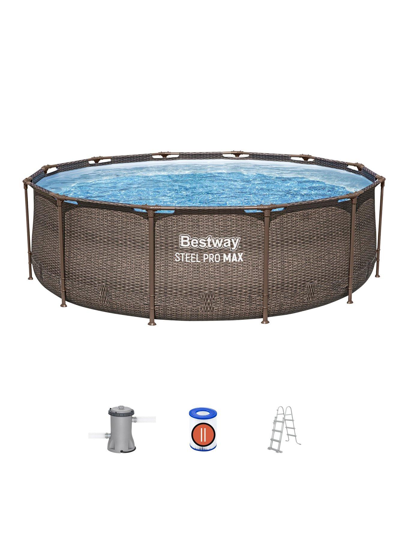 Image 4 of 4 of Bestway 12ft Steel Pro MAX Rattan Deluxe Pool Set, Filter Pump with Ladder