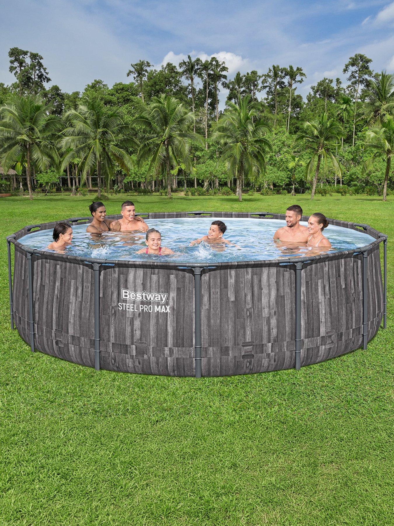 Bestway 14ft Steel Pro MAX Frame Stone Pool, Filter Pump with Ladder