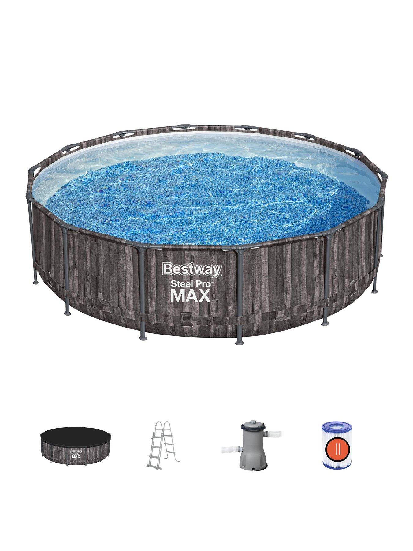 Image 1 of 6 of Bestway 14ft&nbsp;Steel Pro MAX Frame Stone Pool, Filter Pump with Ladder