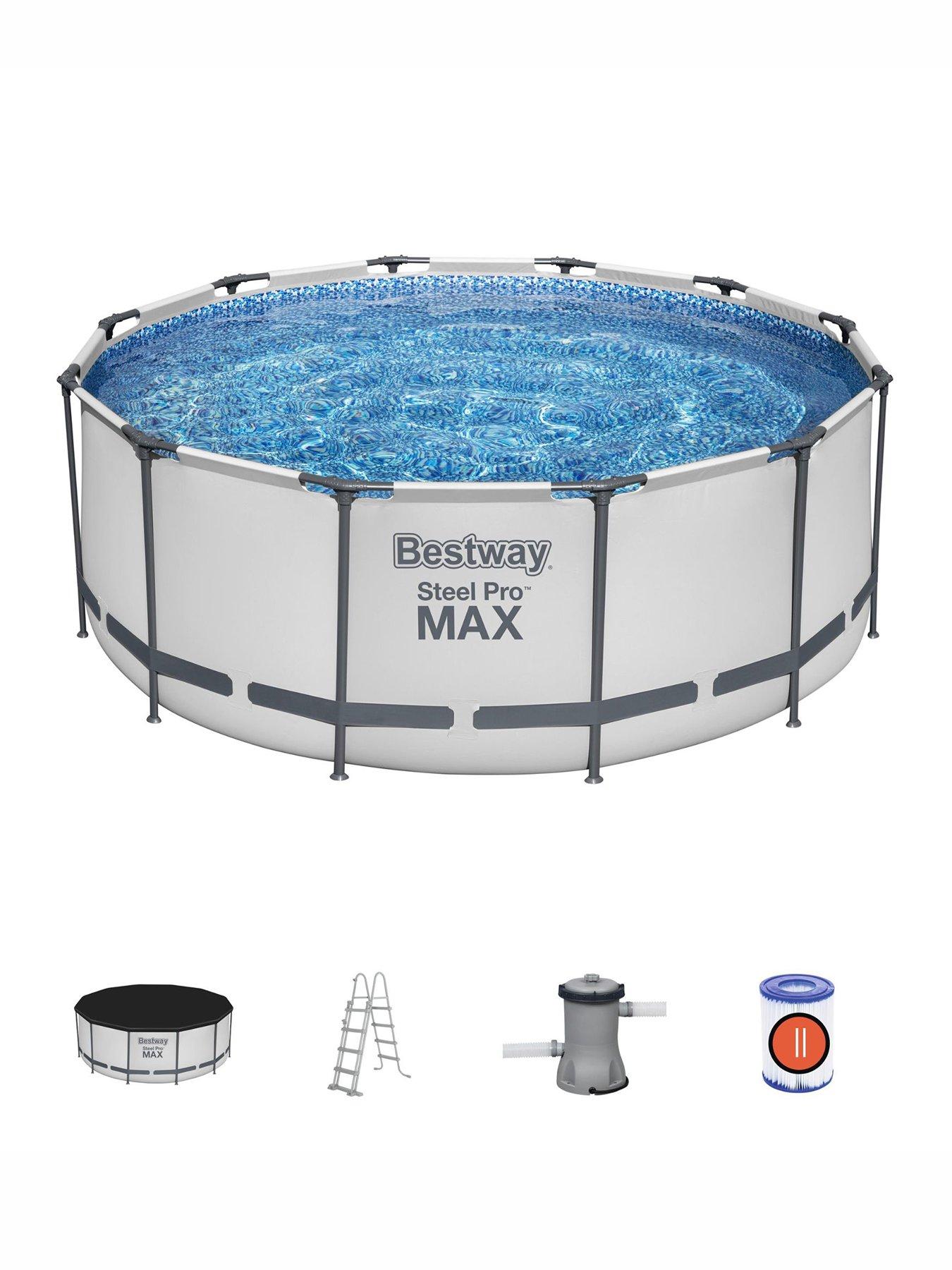 Image 1 of 5 of Bestway 12ft Steel Pro MAX Frame Pool Set, Filter Pump with Ladder