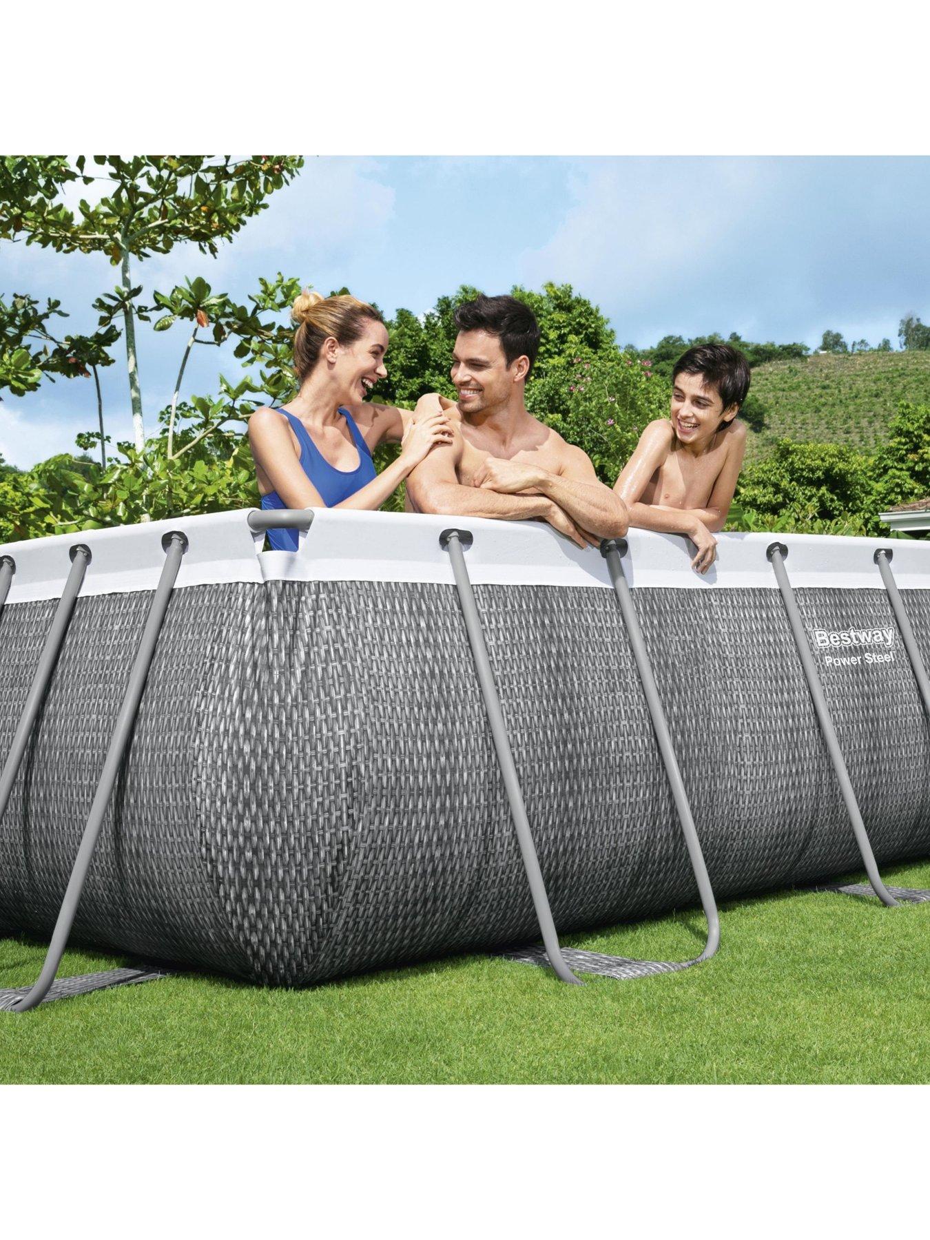 Image 3 of 4 of Bestway 13 x&nbsp;6ft&nbsp;Power Steel Rattan Pool Set, Filter Pump with Ladder