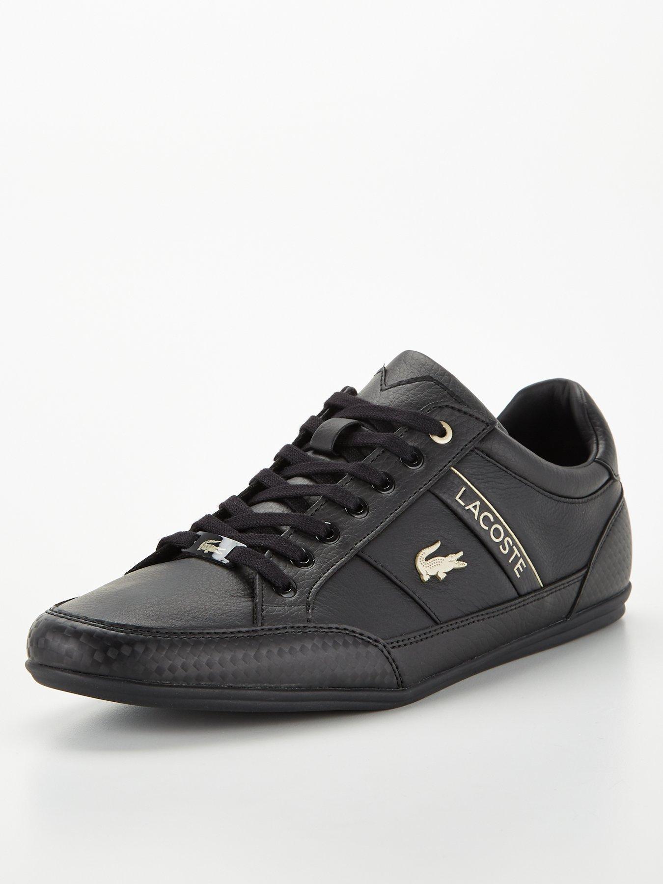 lacoste-chaymon-leather-trainers-blackfront