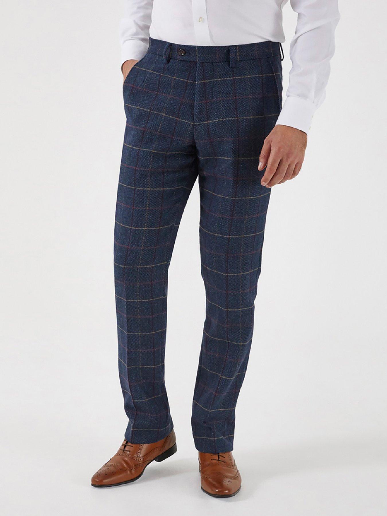 Image of Skopes Doyle Check Tailored Suit Trousers - Dark Blue