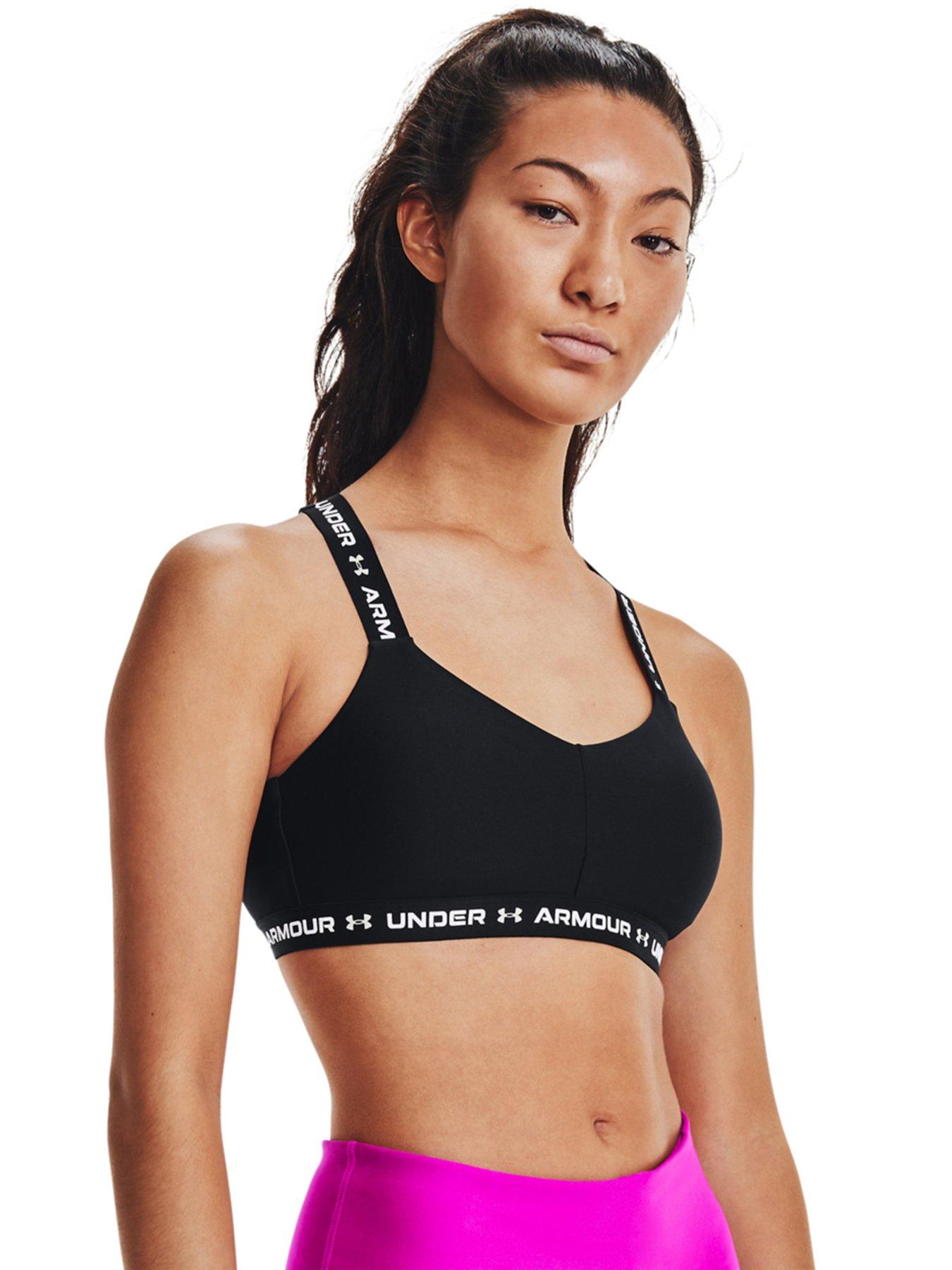 UNDER ARMOUR Girls Crossback Sports Bra - White/Black