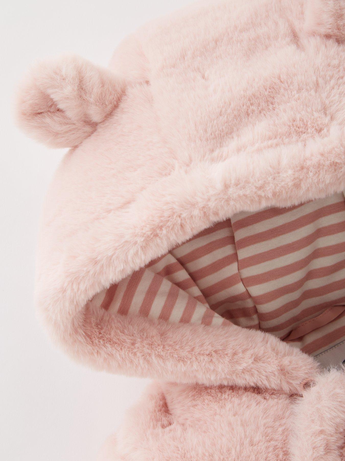 Image 3 of 3 of The Very Collection Girls Faux Fur Hooded Zip Through Cuddle Suit - Pink