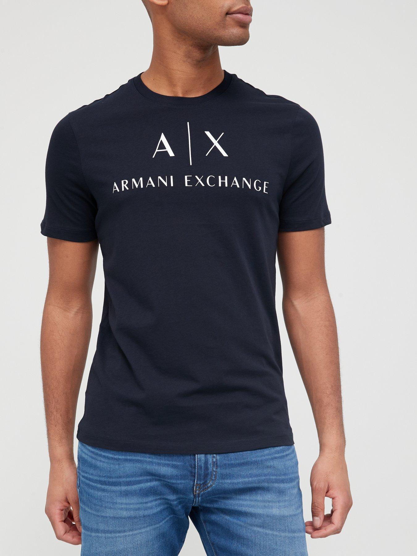 Armani Exchange Armani Exchange AX Logo Print Slim Fit T-Shirt - Navy