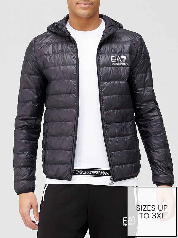 EA7 Emporio Armani Core ID Logo Padded Hooded Jacket - Black