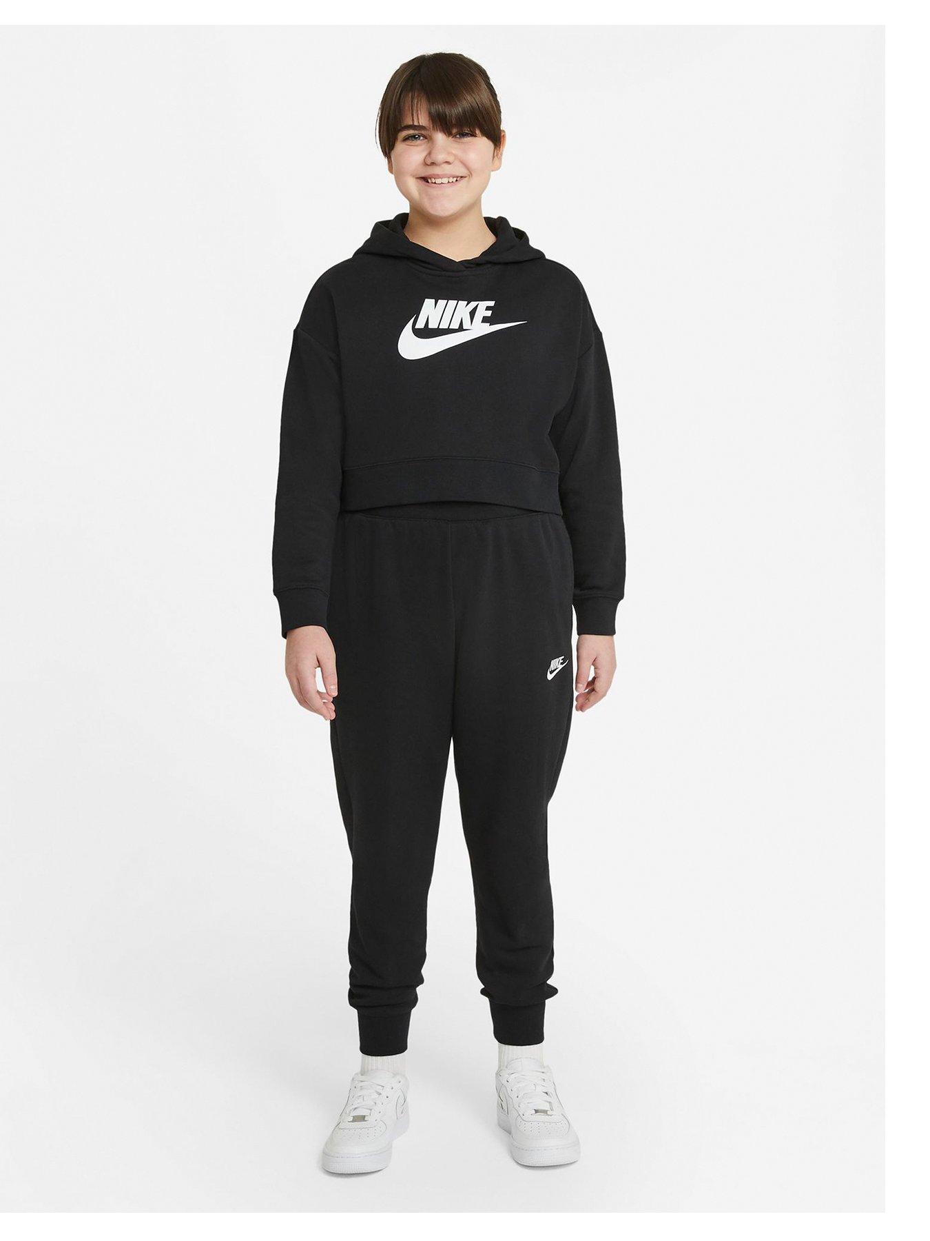 Nike Girls NSW Club Fleece Pants - Black/White