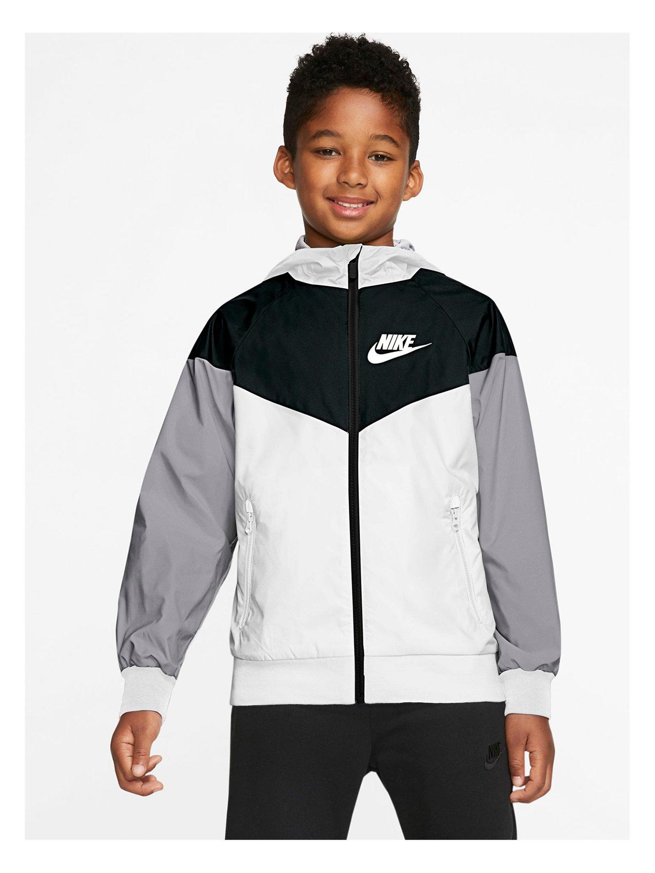 Boys NSW Windrunner Hooded Jacket White Black