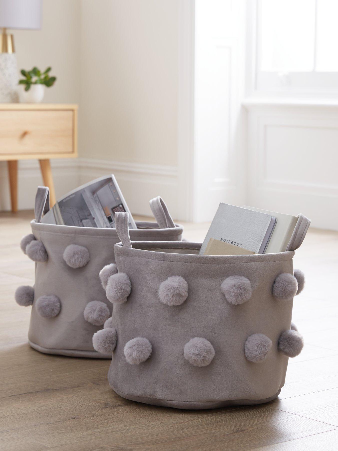 very-home-set-of-2-velvet-and-pompom-storage-basketsstillFront