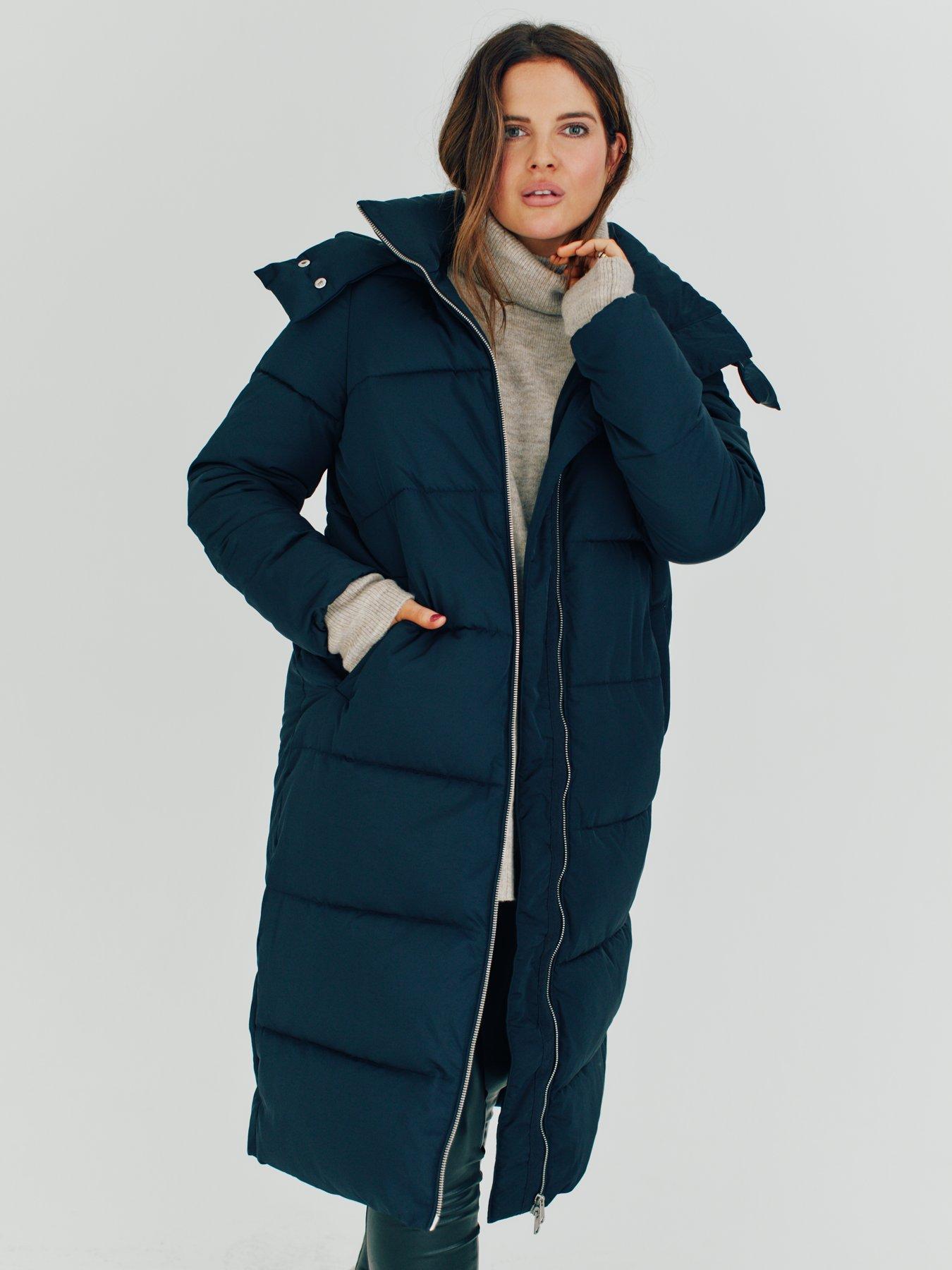 Navy padded store longline coat