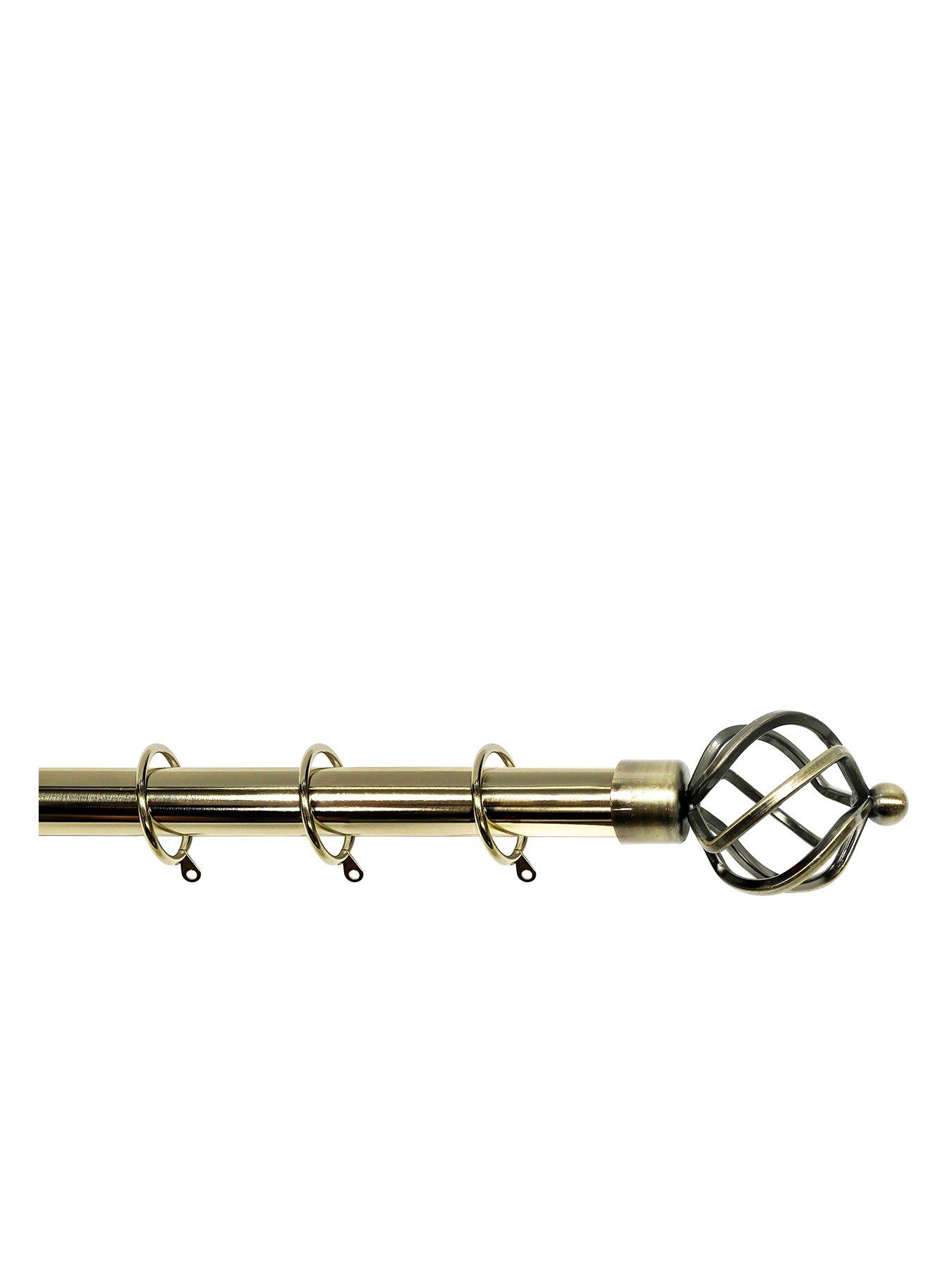 undefined Palermo Cage Finial 25-28mm Extendable Curtain Pole – Antique Brass