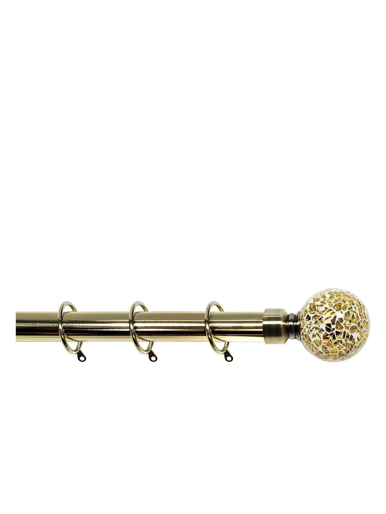undefined Crackle Glass Finial 28mm Extendable Curtain Pole 180-340cm