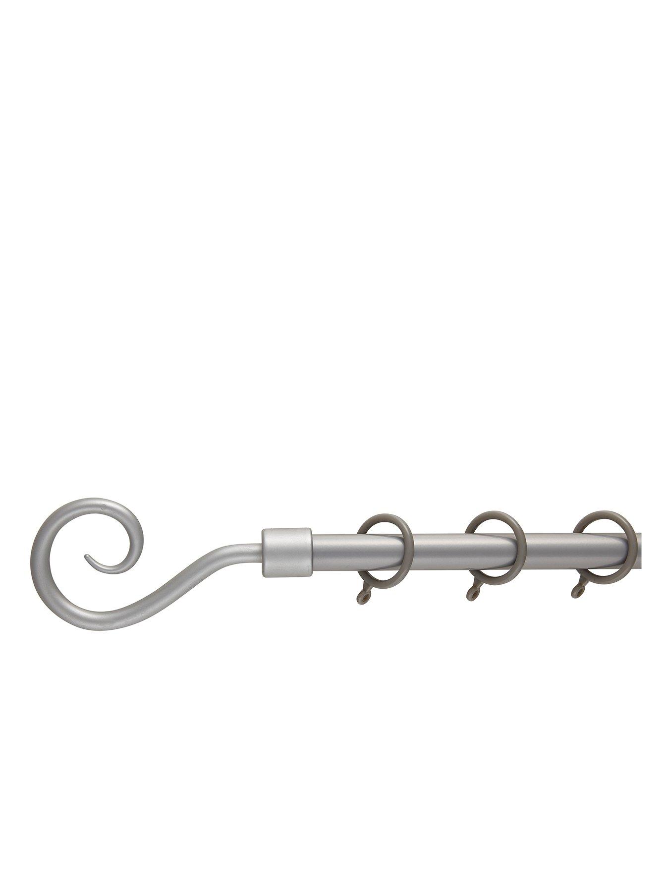 undefined Crook Finial Extendable Curtain Pole – Satin Steel